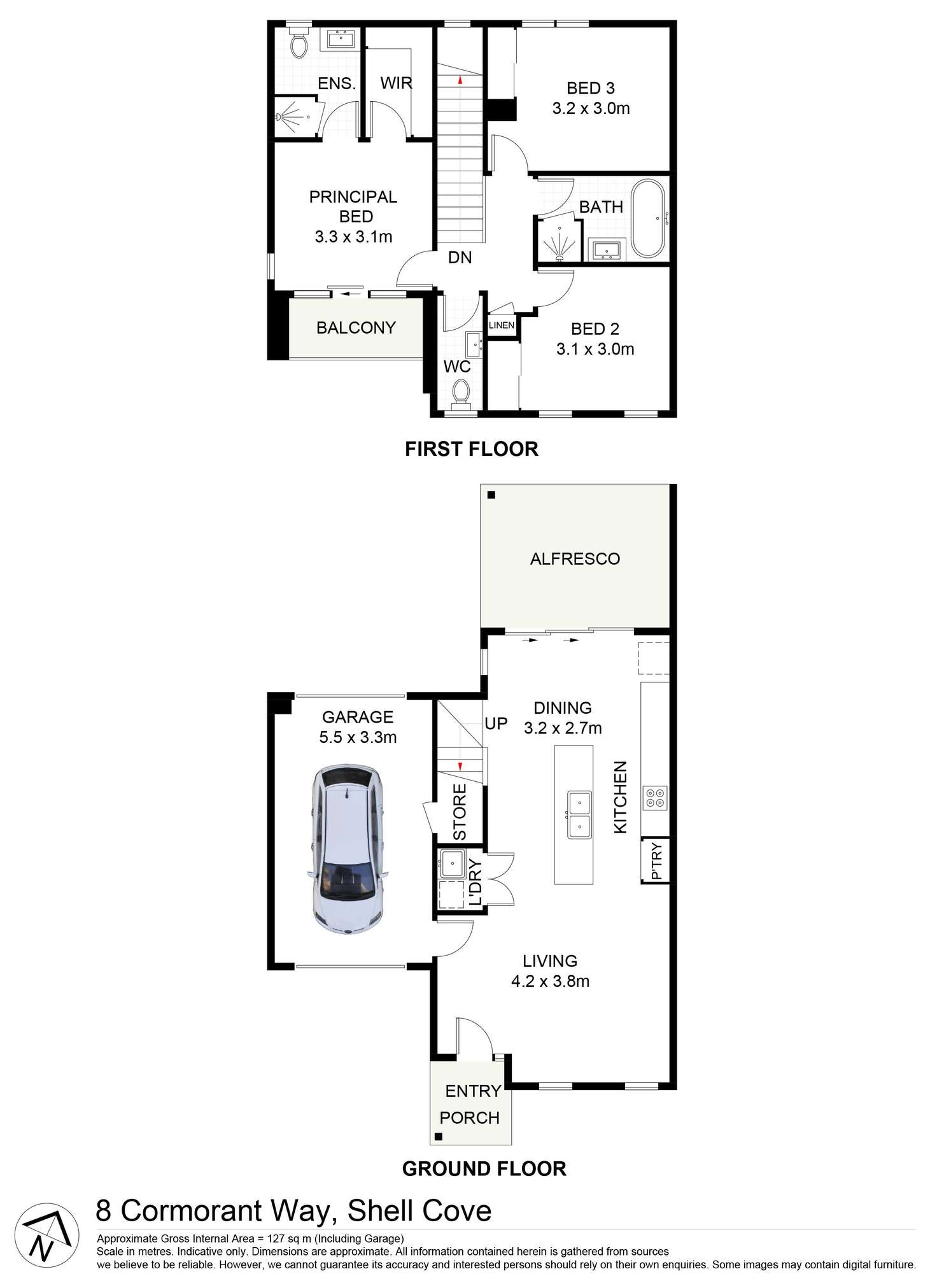 Floorplan of Homely semiDetached listing, 8 Cormorant Way, Shell Cove NSW 2529