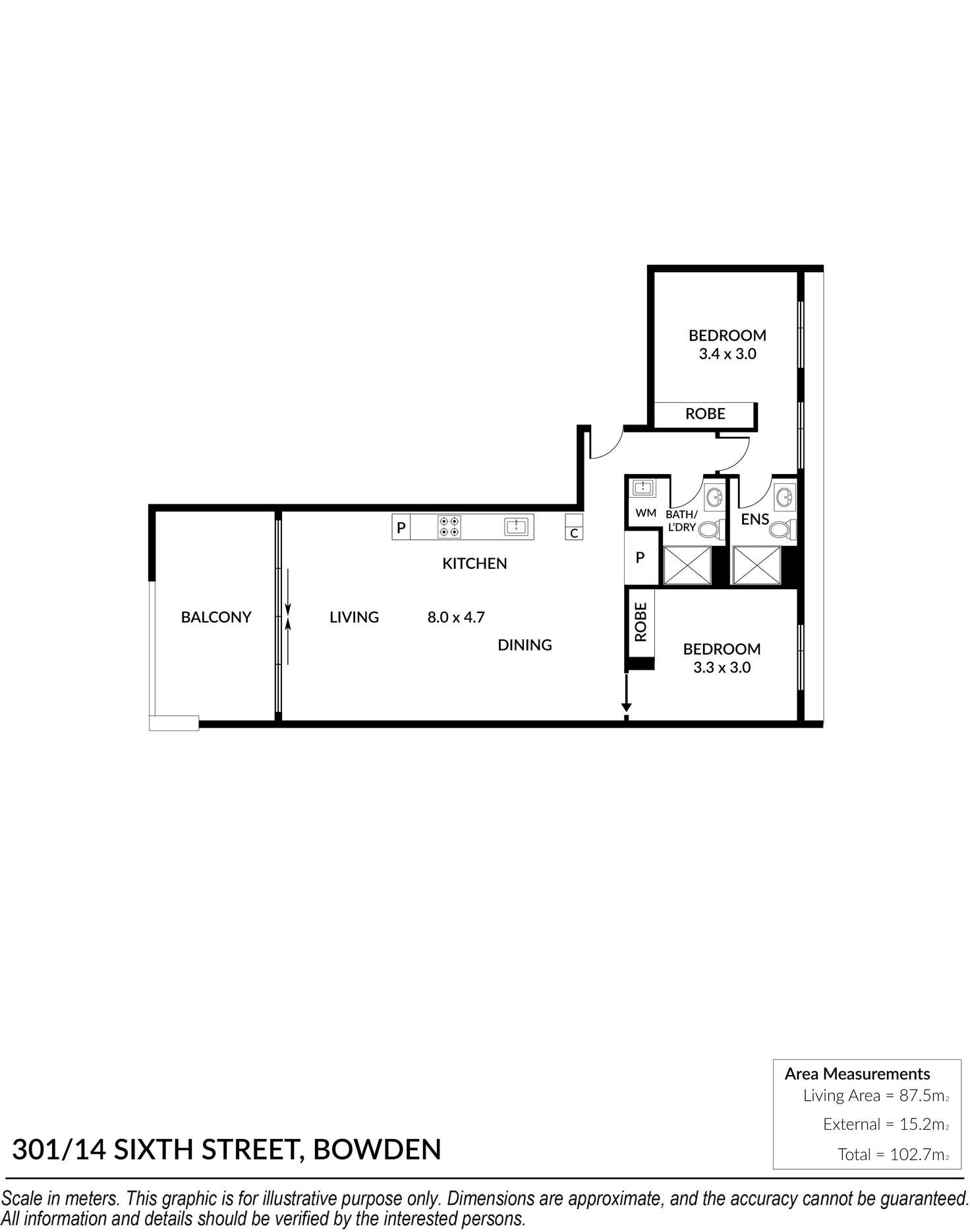 Floorplan of Homely apartment listing, 301/14 Sixth Street, Bowden SA 5007
