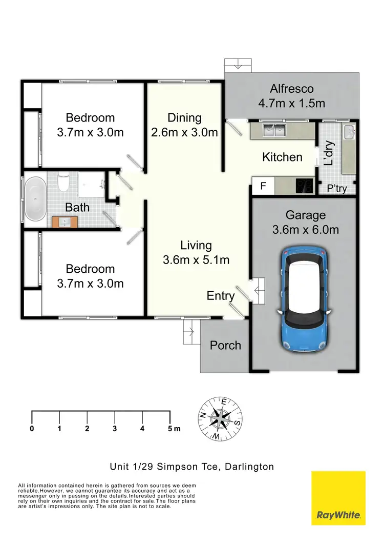 Floorplan of Homely semi-detached listing, 1/29 Simpson Terrace, Singleton NSW 2330