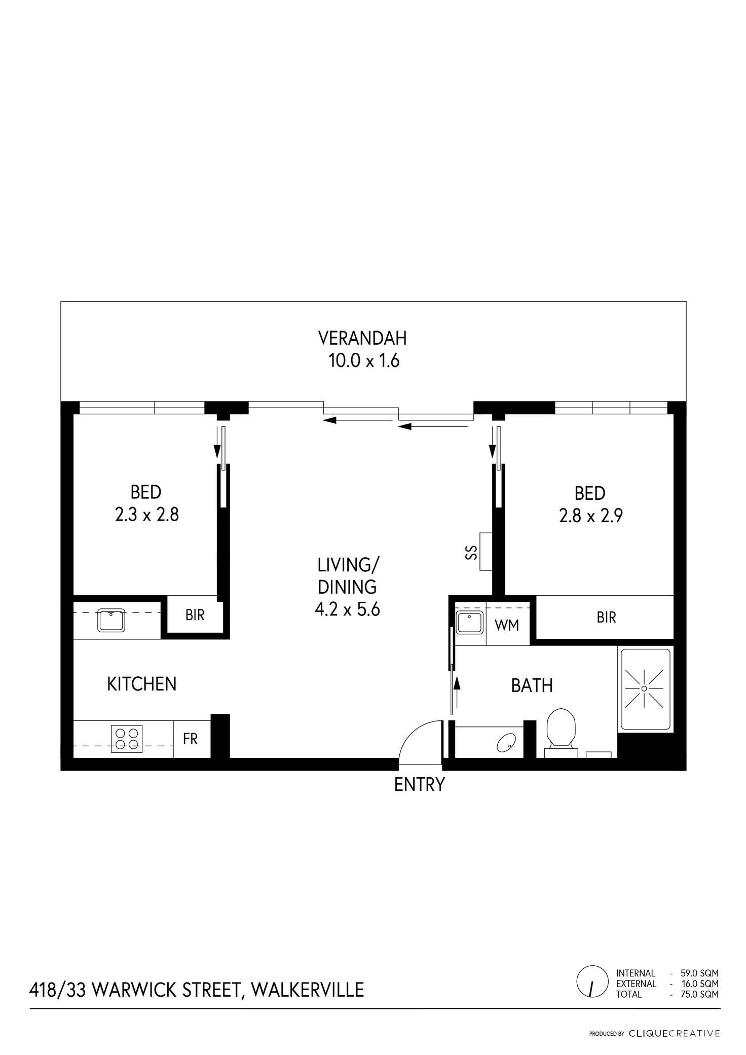 Floorplan of Homely apartment listing, 418/33 Warwick Street, Walkerville SA 5081