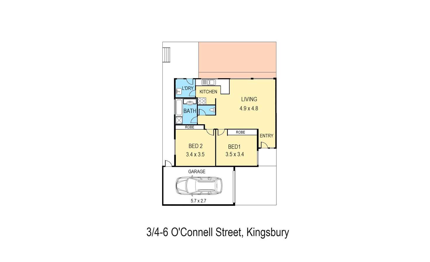 Floorplan of Homely unit listing, 3/4-6 O'Connell Street, Kingsbury VIC 3083