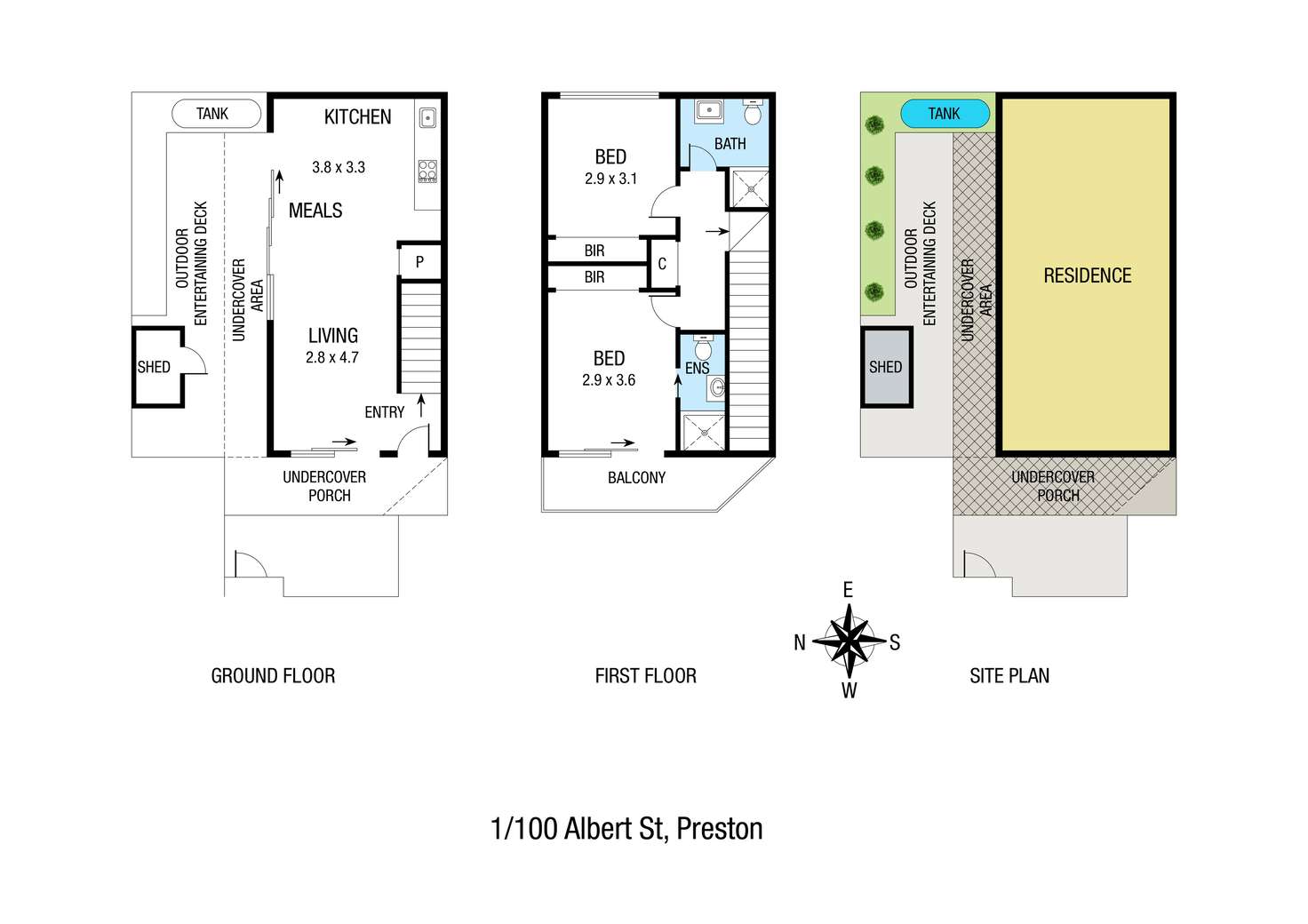 Floorplan of Homely townhouse listing, 1/100 Albert Street, Preston VIC 3072
