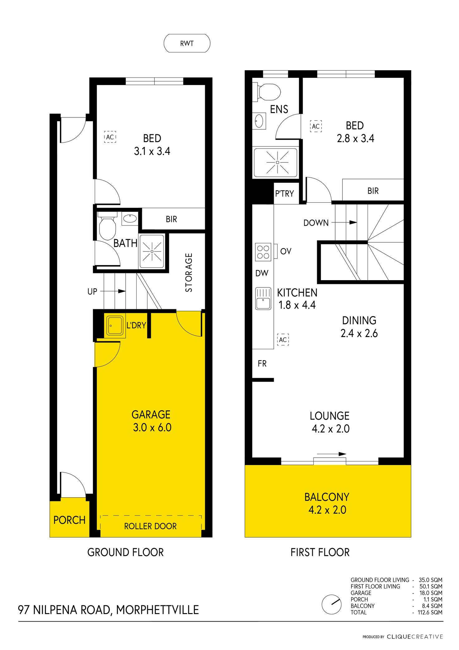 Floorplan of Homely townhouse listing, 97 Nilpena Avenue, Morphettville SA 5043