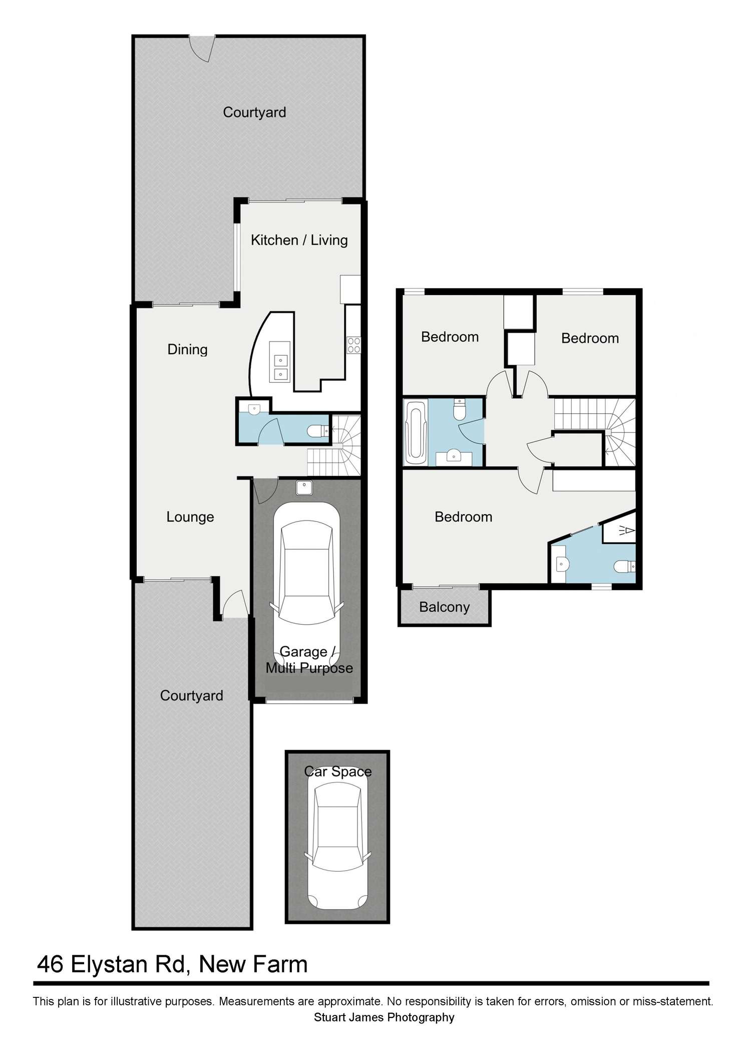 Floorplan of Homely townhouse listing, 46 Elystan Road, New Farm QLD 4005