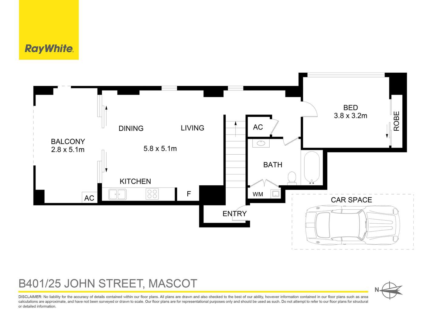 Floorplan of Homely apartment listing, B401/25 John Street, Mascot NSW 2020