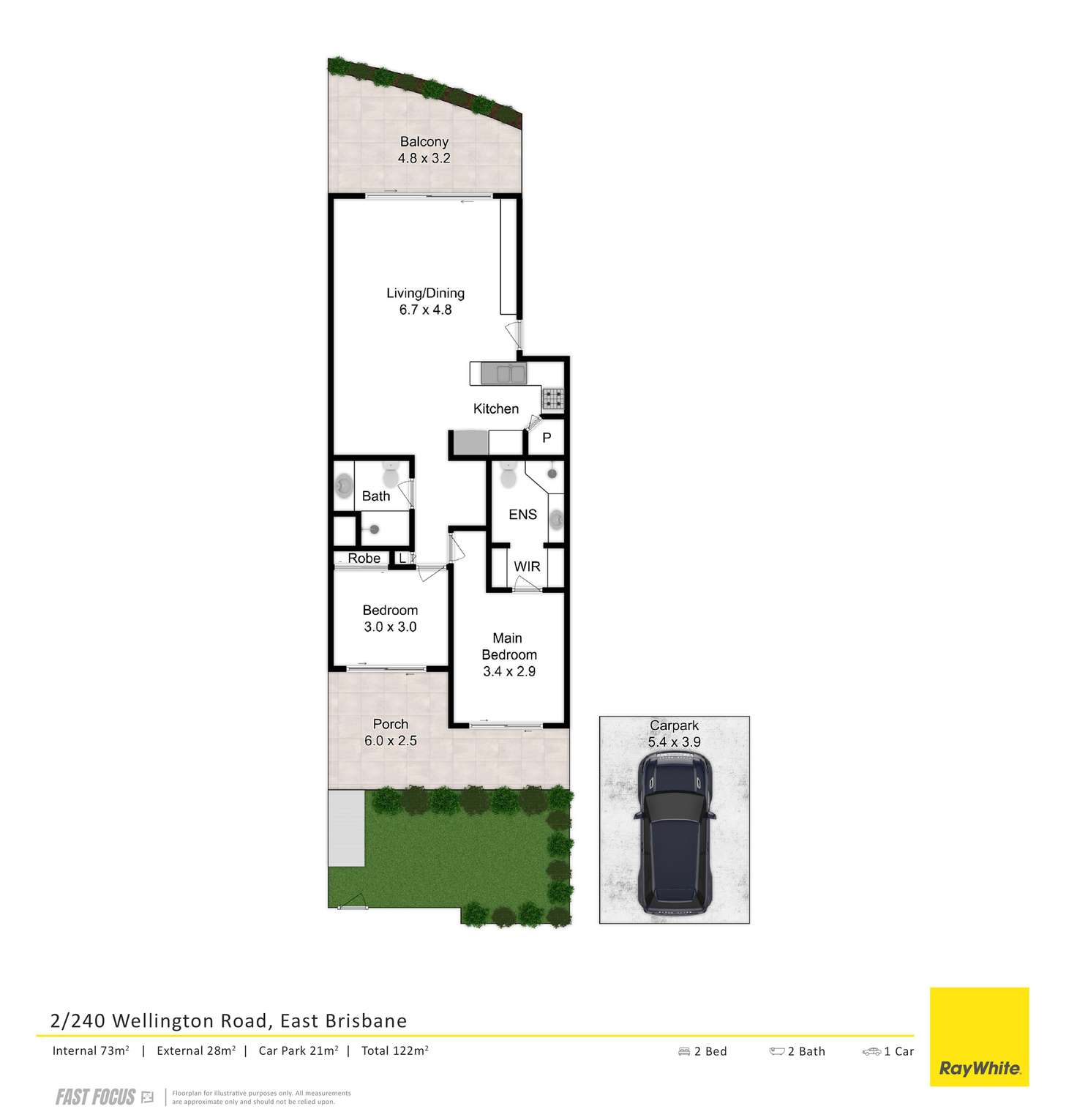 Floorplan of Homely unit listing, 2/240 Wellington Road, Kangaroo Point QLD 4169