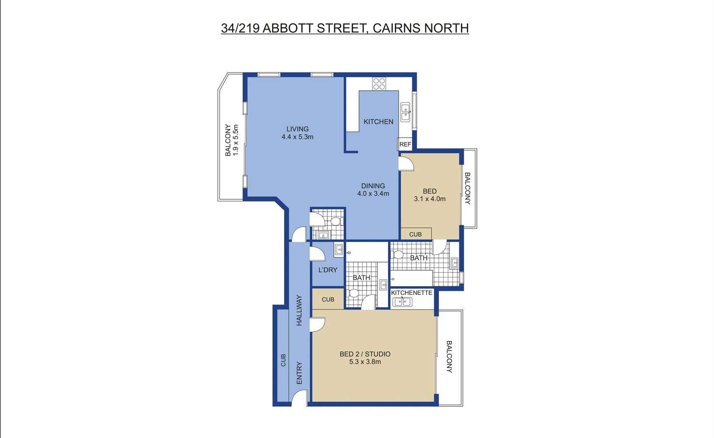 Floorplan of Homely unit listing, 214/219-225 Abbott Street, Cairns North QLD 4870