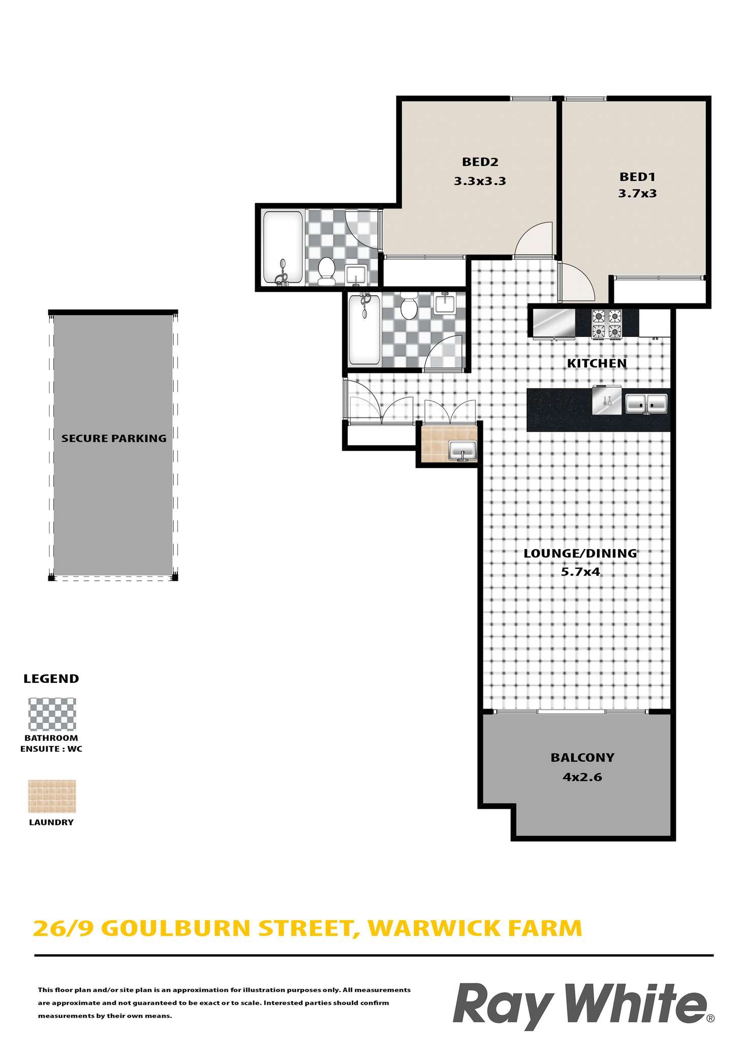 Floorplan of Homely unit listing, 26/9-13 Goulburn Street, Warwick Farm NSW 2170