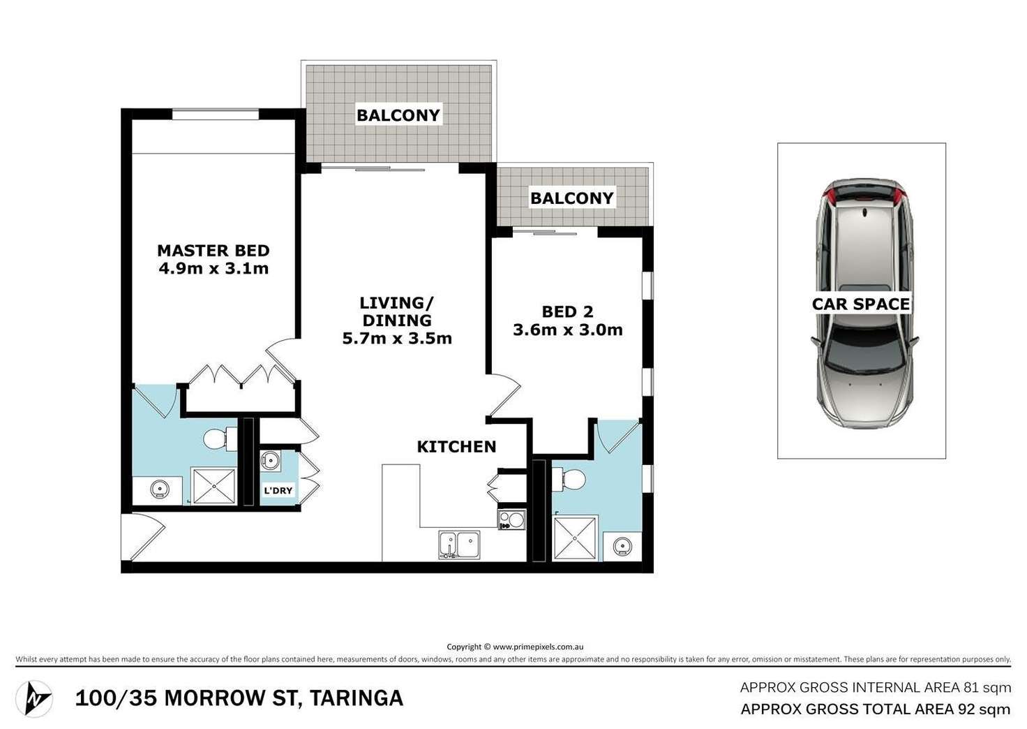Floorplan of Homely apartment listing, 100/35 Morrow Street, Taringa QLD 4068