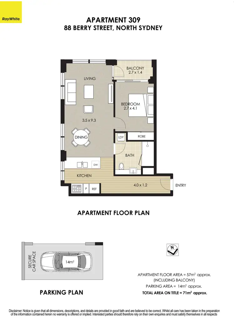 Floorplan of Homely apartment listing, 309/88 Berry Street, North Sydney NSW 2060
