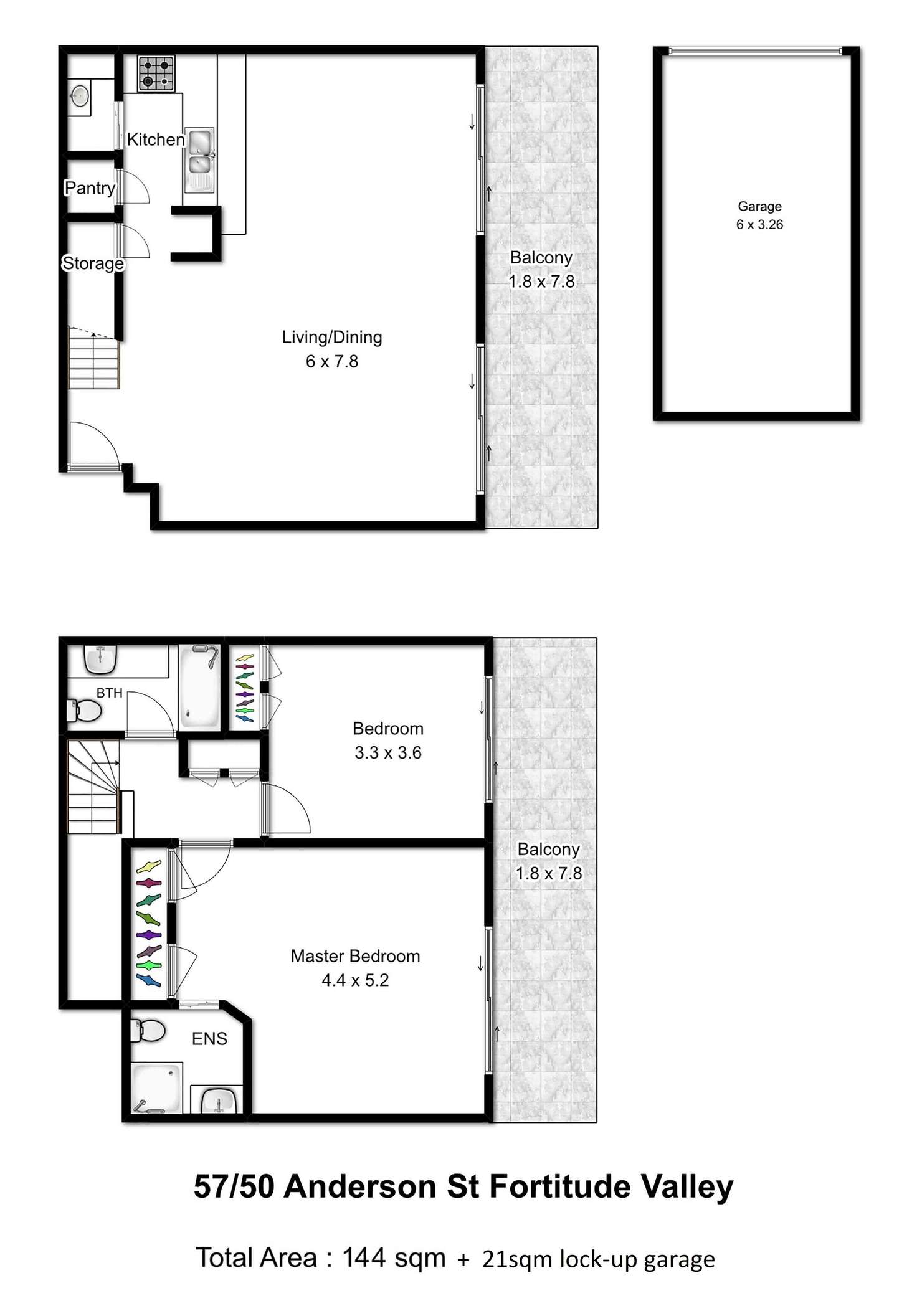 Floorplan of Homely apartment listing, 57/50 Anderson Street, Fortitude Valley QLD 4006