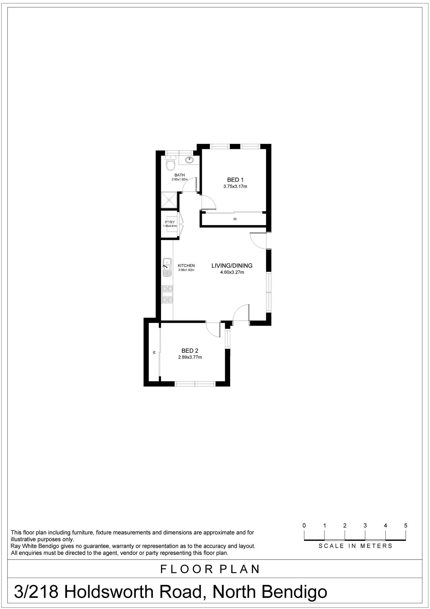 Floorplan of Homely house listing, 3/218 Holdsworth Road, North Bendigo VIC 3550