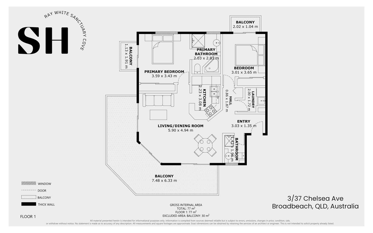 Floorplan of Homely apartment listing, 3/37 Chelsea Avenue, Broadbeach QLD 4218