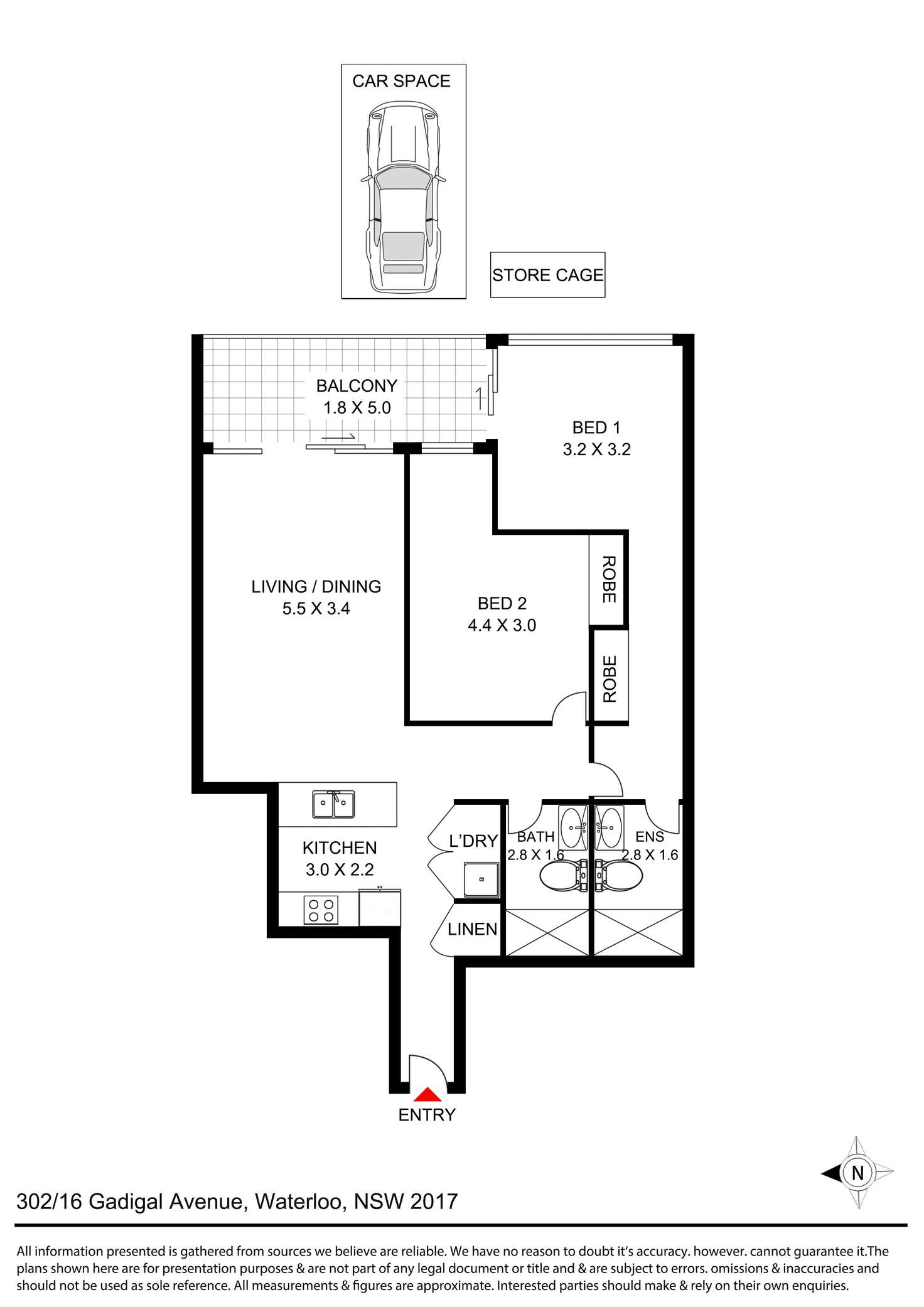Floorplan of Homely apartment listing, 302/16 Gadigal Avenue, Waterloo NSW 2017
