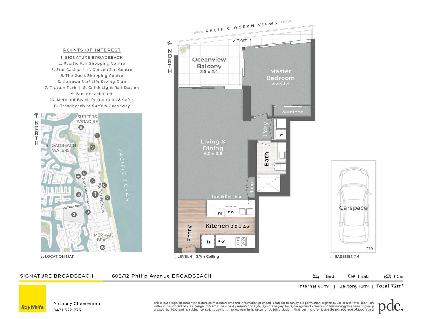 Floorplan of Homely apartment listing, 602/12 Philip Avenue, Broadbeach QLD 4218
