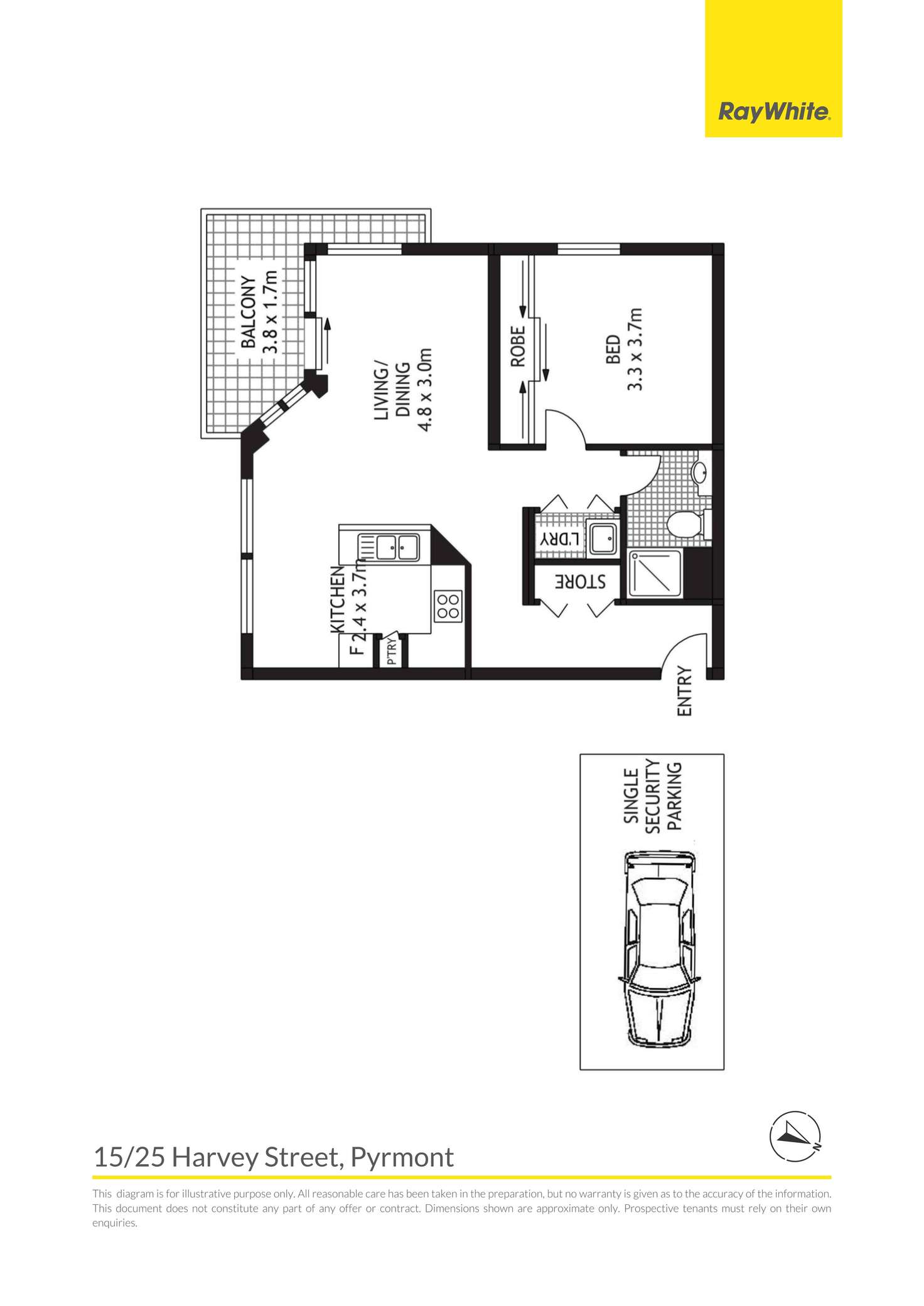 Floorplan of Homely apartment listing, 15/25 Harvey Street, Pyrmont NSW 2009