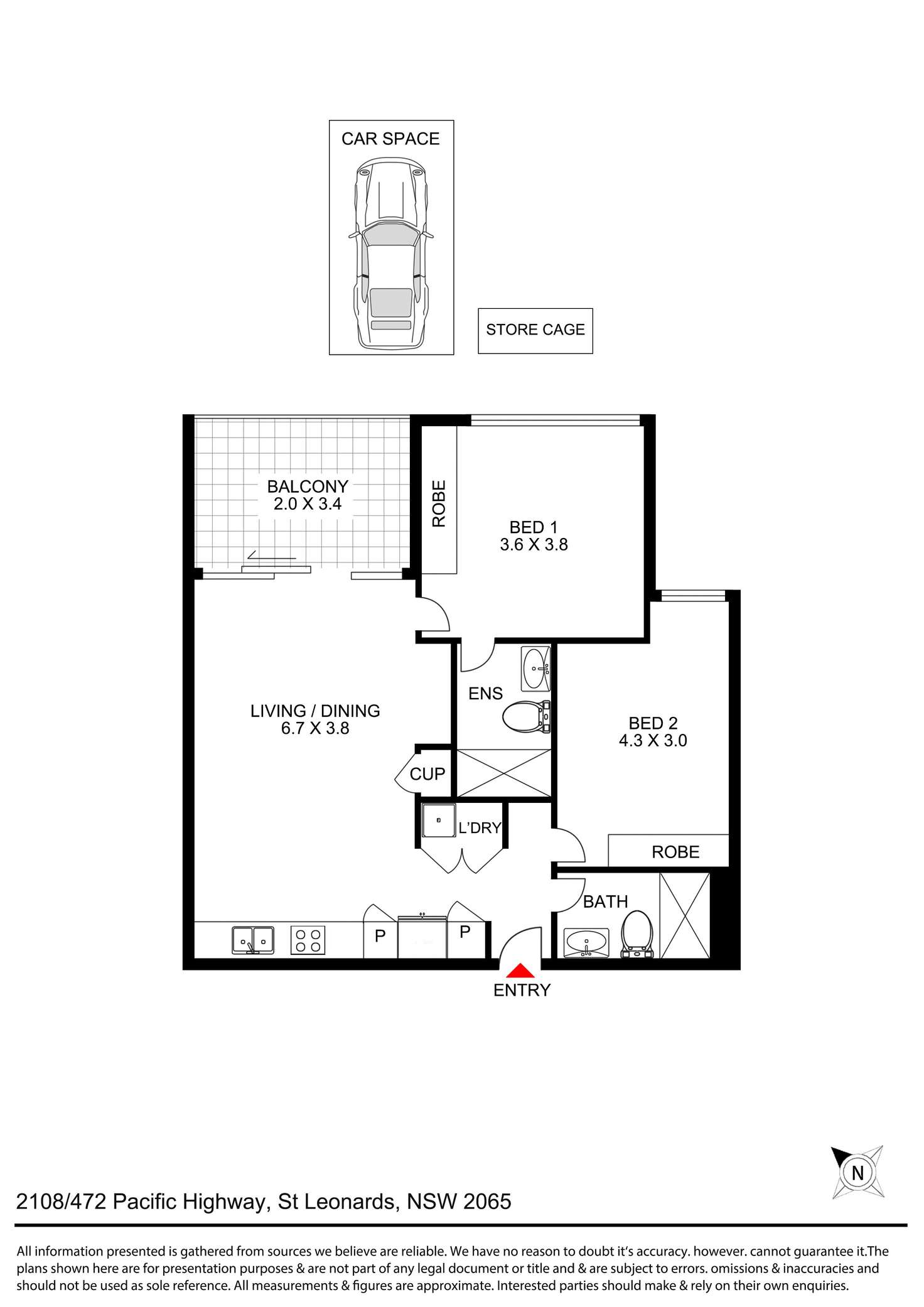 Floorplan of Homely apartment listing, 2108/472 Pacific Highway, St Leonards NSW 2065