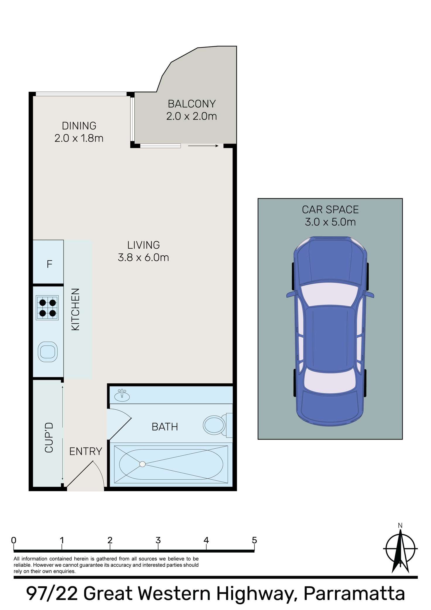 Floorplan of Homely studio listing, 97/22-32 Great Western Highway, Parramatta NSW 2150