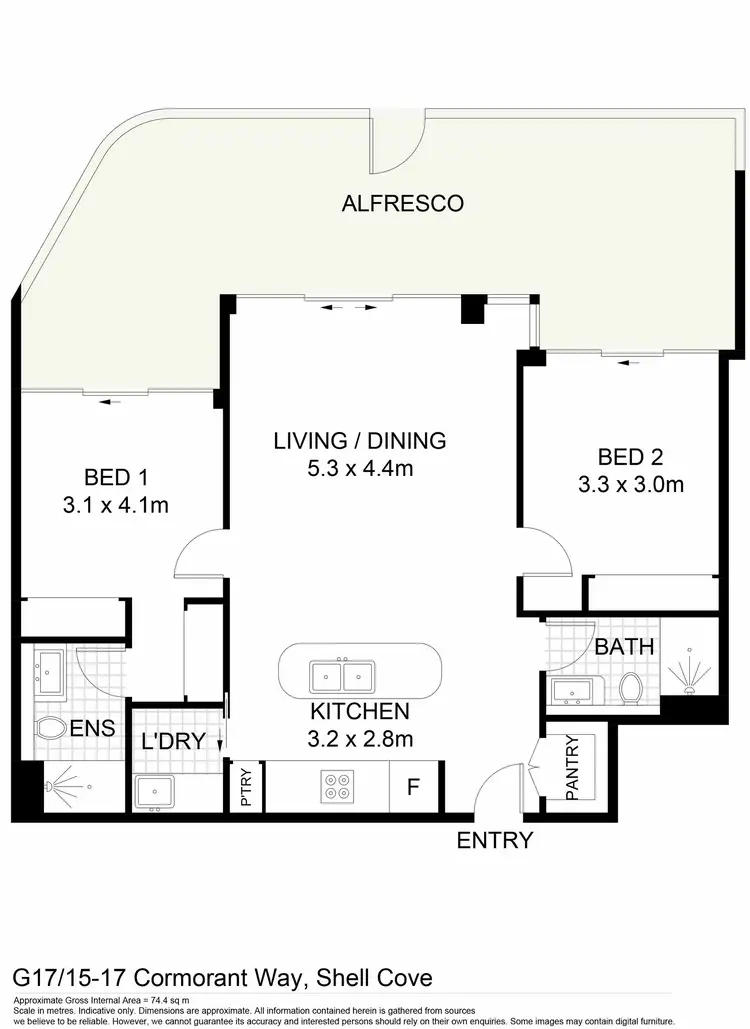 Floorplan of Homely apartment listing, G17/15-17 Cormorant Way, Shell Cove NSW 2529