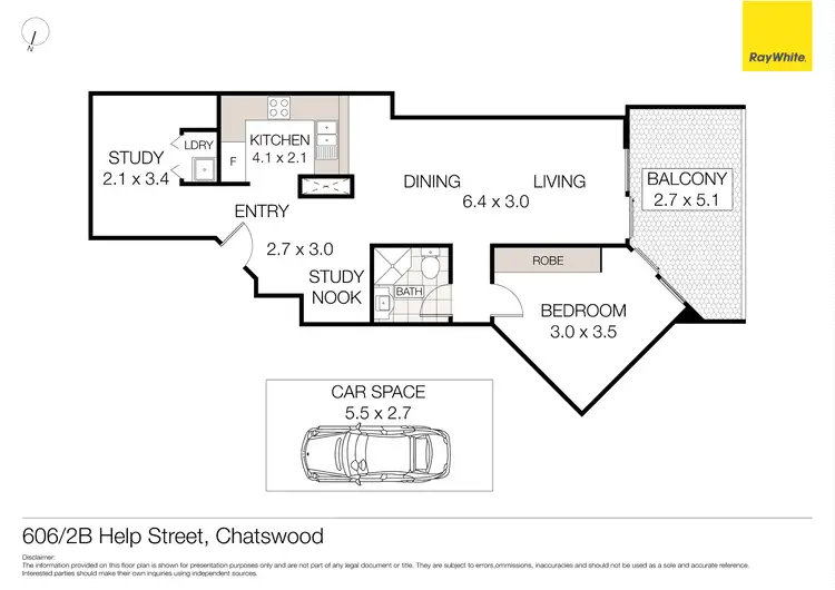 Floorplan of Homely unit listing, 606/2B Help Street, Chatswood NSW 2067
