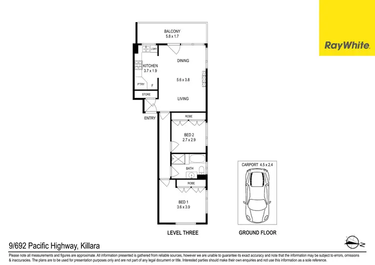 Floorplan of Homely unit listing, 9/692 Pacific Highway (rear of the block), Killara NSW 2071