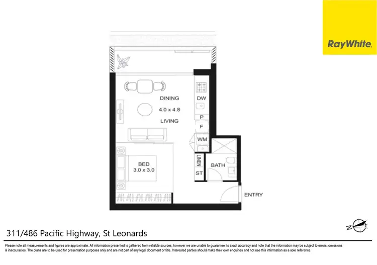Floorplan of Homely unit listing, 311/486 Pacific Highway, St Leonards NSW 2065