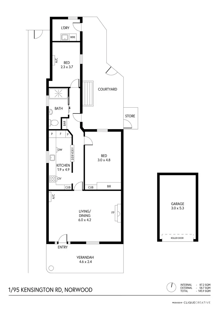 Floorplan of Homely unit listing, 1/95-97 Kensington Road, Norwood SA 5067