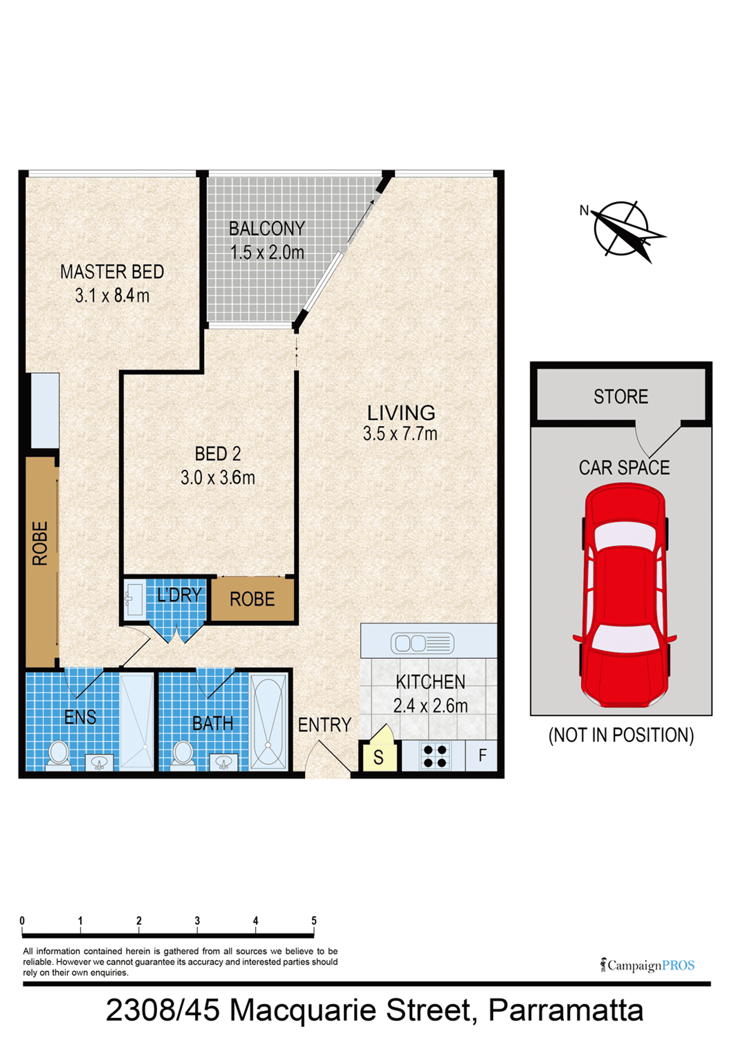 Floorplan of Homely apartment listing, 2308/45 Macquarie Street, Parramatta NSW 2150