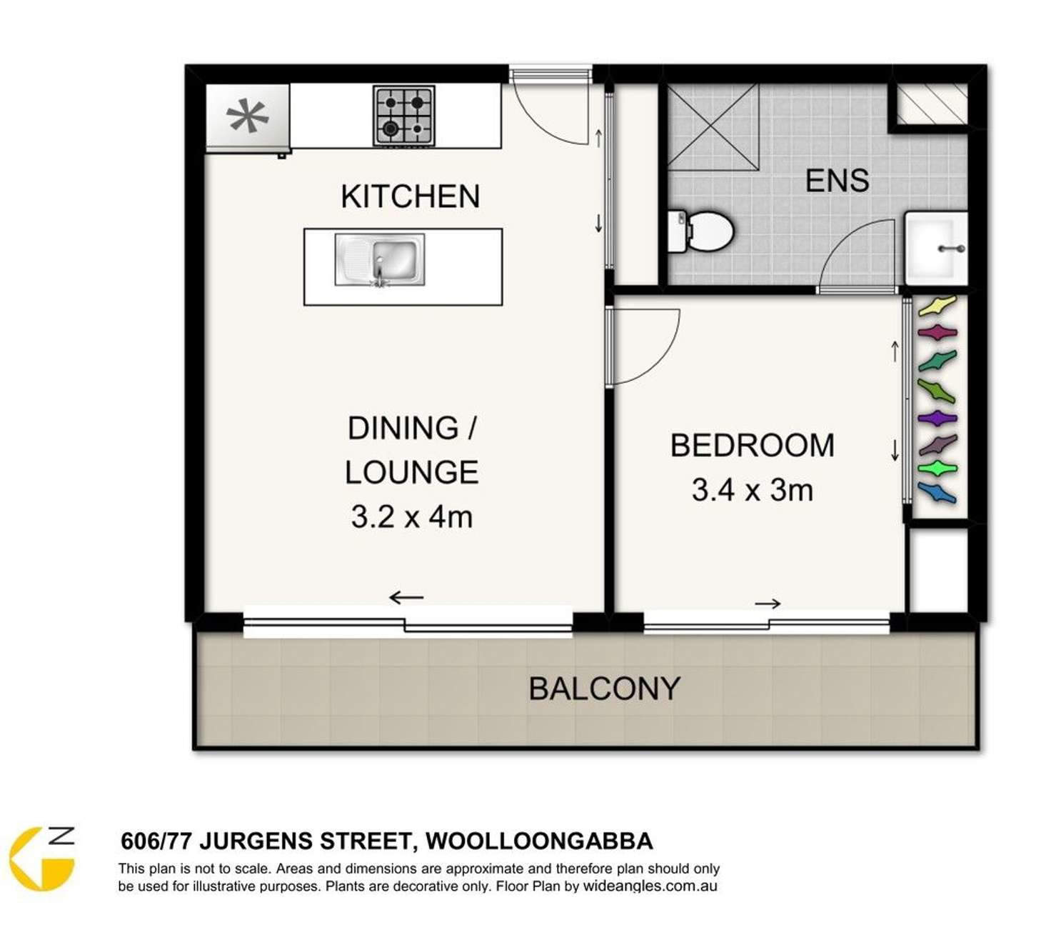 Floorplan of Homely apartment listing, 606/77 Jurgens Street, Woolloongabba QLD 4102