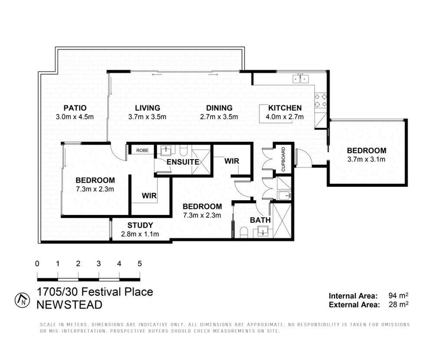 Floorplan of Homely apartment listing, 1705/30 Festival Place, Newstead QLD 4006