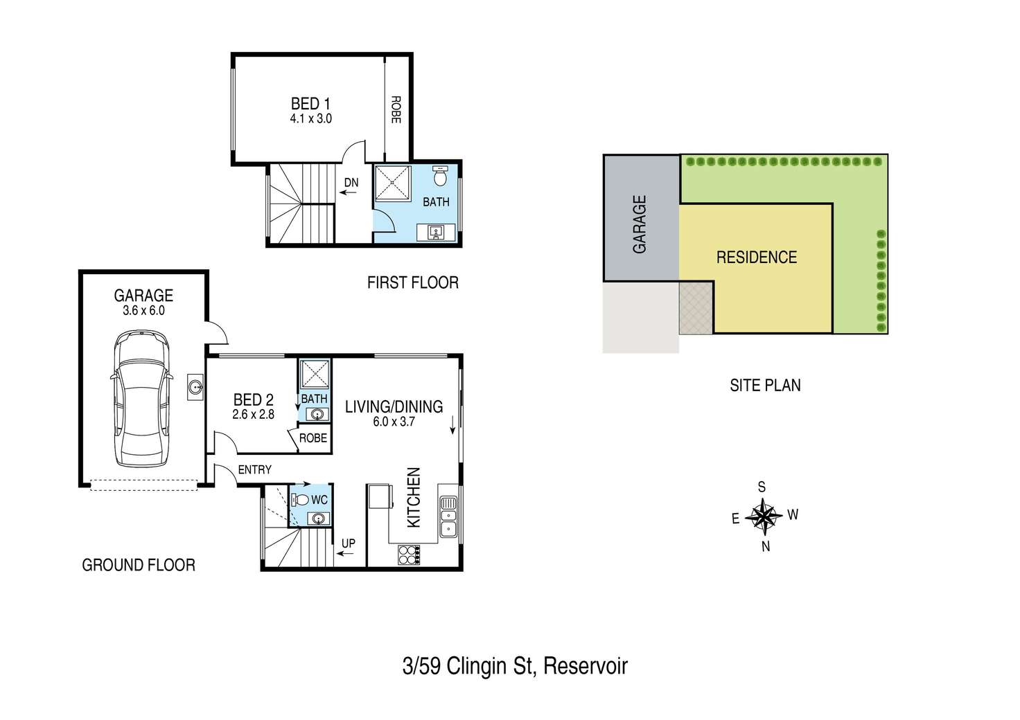 Floorplan of Homely townhouse listing, 3/59 Clingin Street, Reservoir VIC 3073