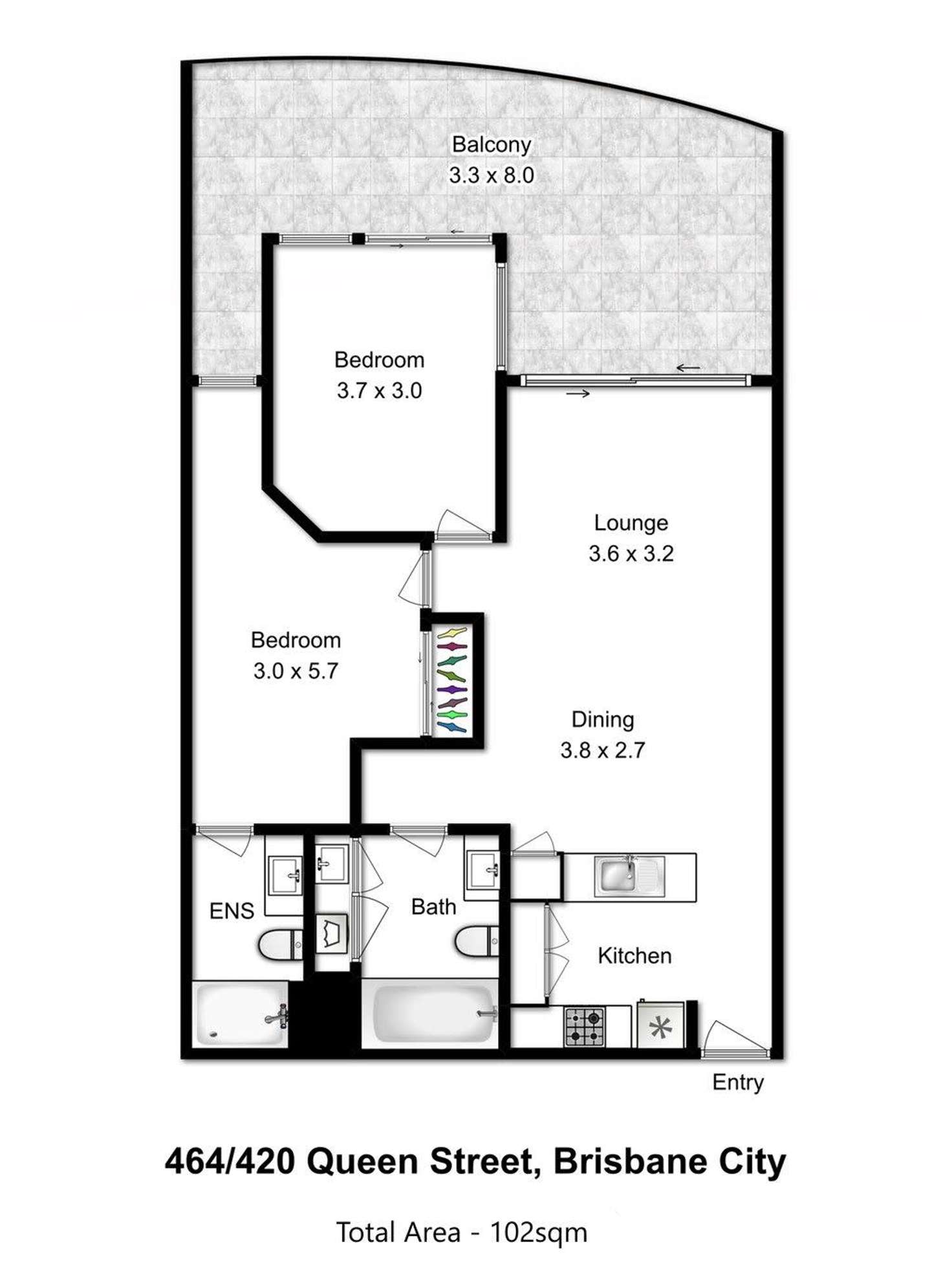 Floorplan of Homely apartment listing, 464/420 Queen Street, Brisbane QLD 4000