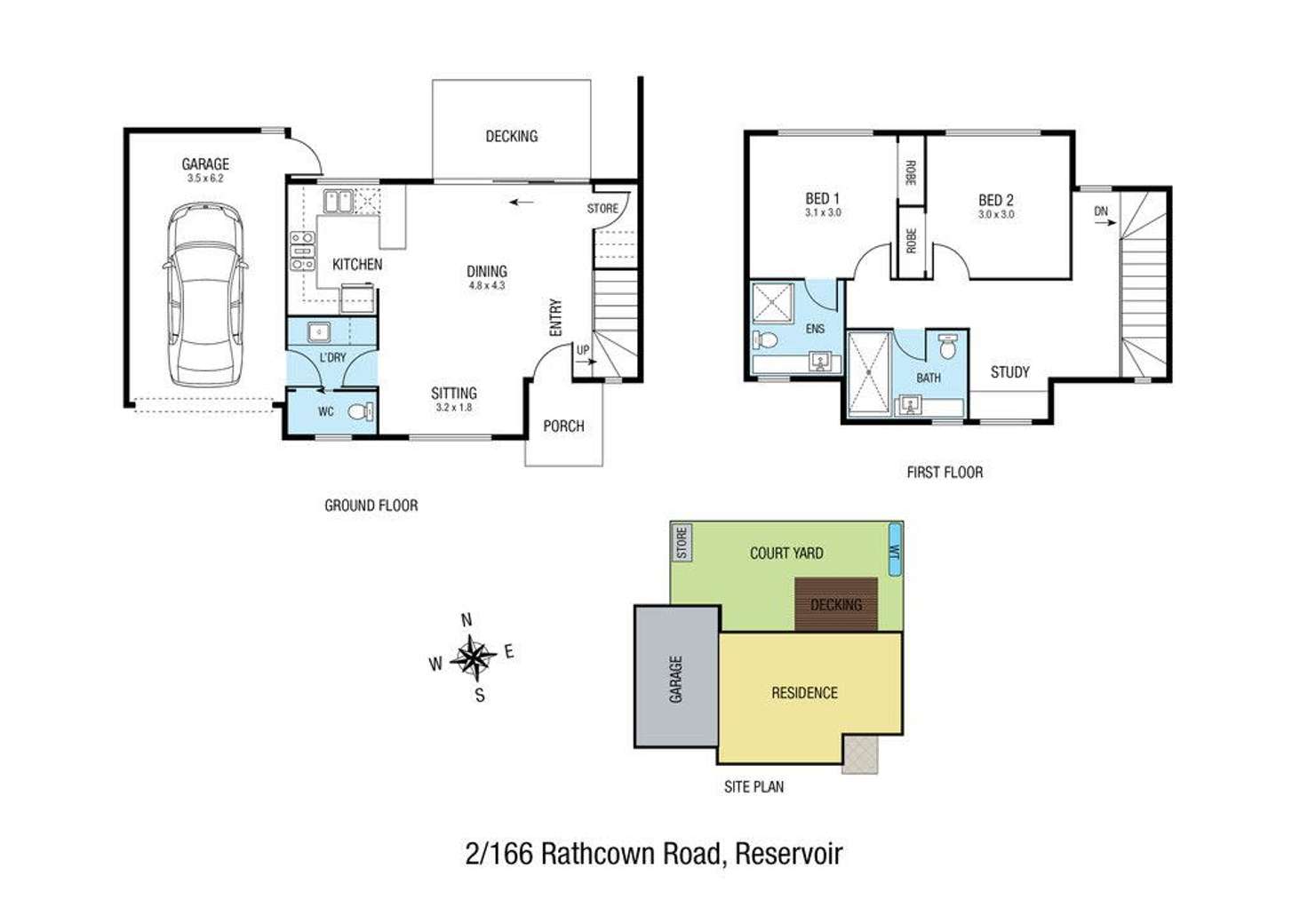 Floorplan of Homely townhouse listing, 2/166 Rathcown Road, Reservoir VIC 3073