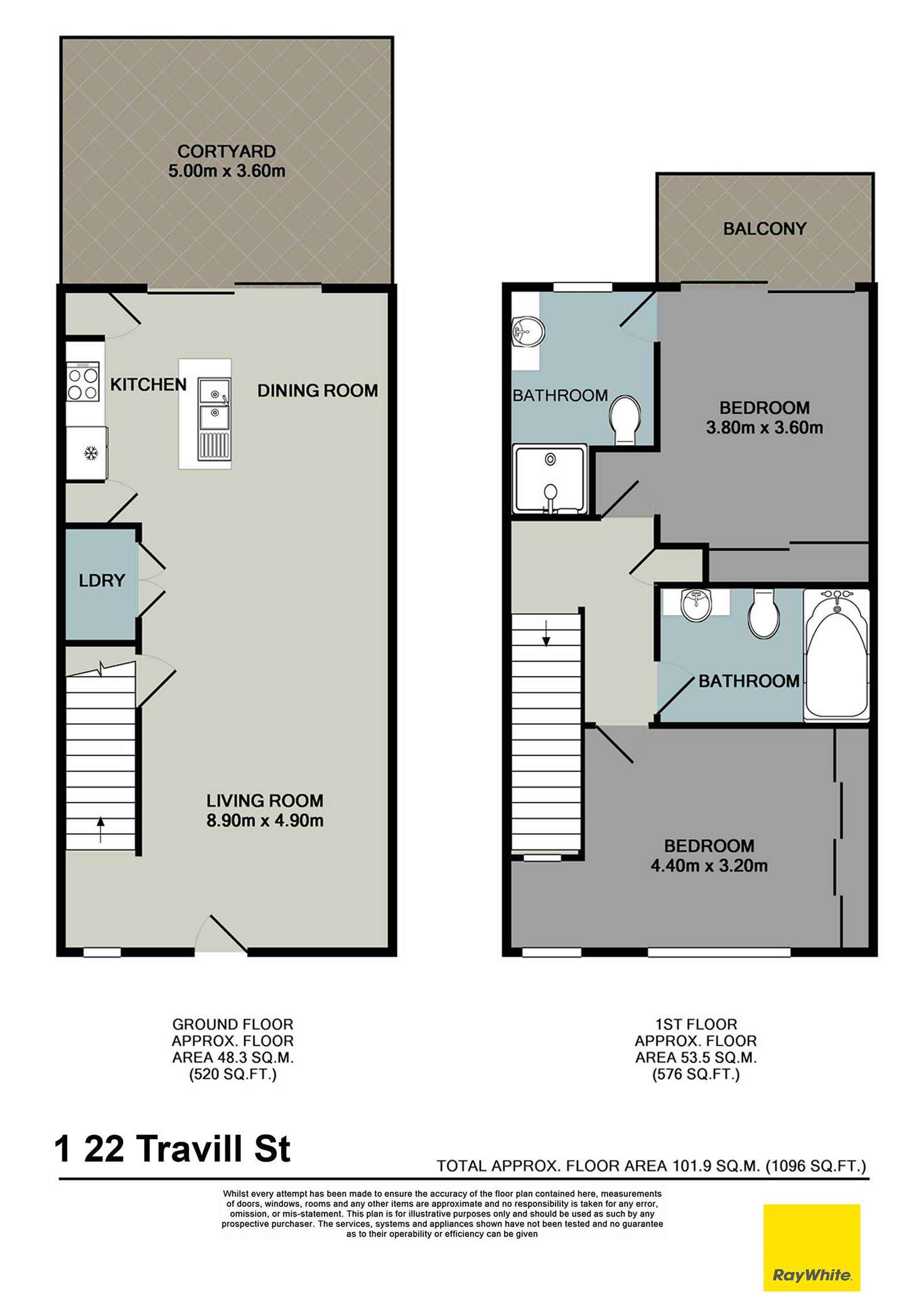 Floorplan of Homely townhouse listing, 1/22 Travill Street, Newmarket QLD 4051