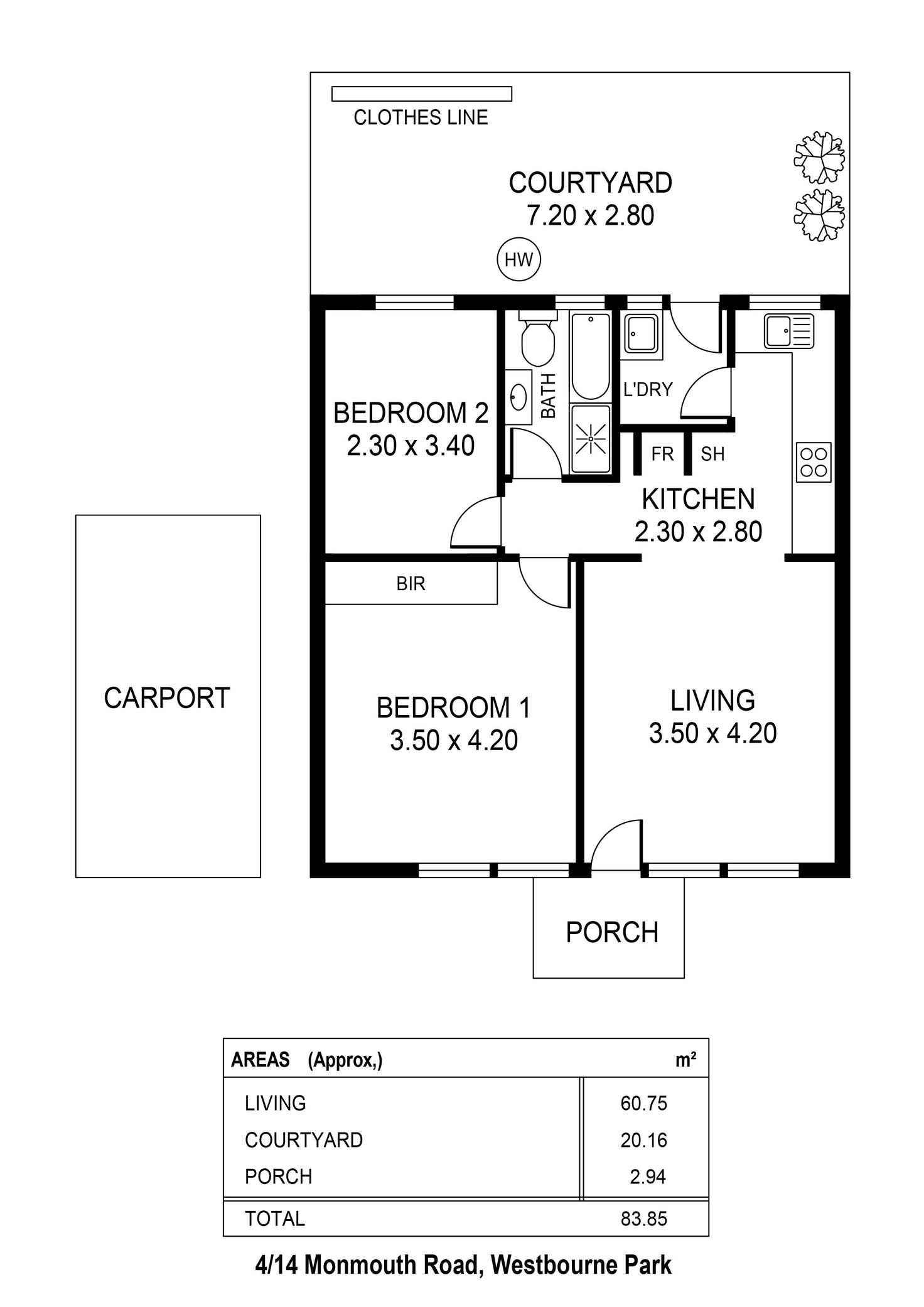 Floorplan of Homely unit listing, 4/14 Monmouth Road, Westbourne Park SA 5041