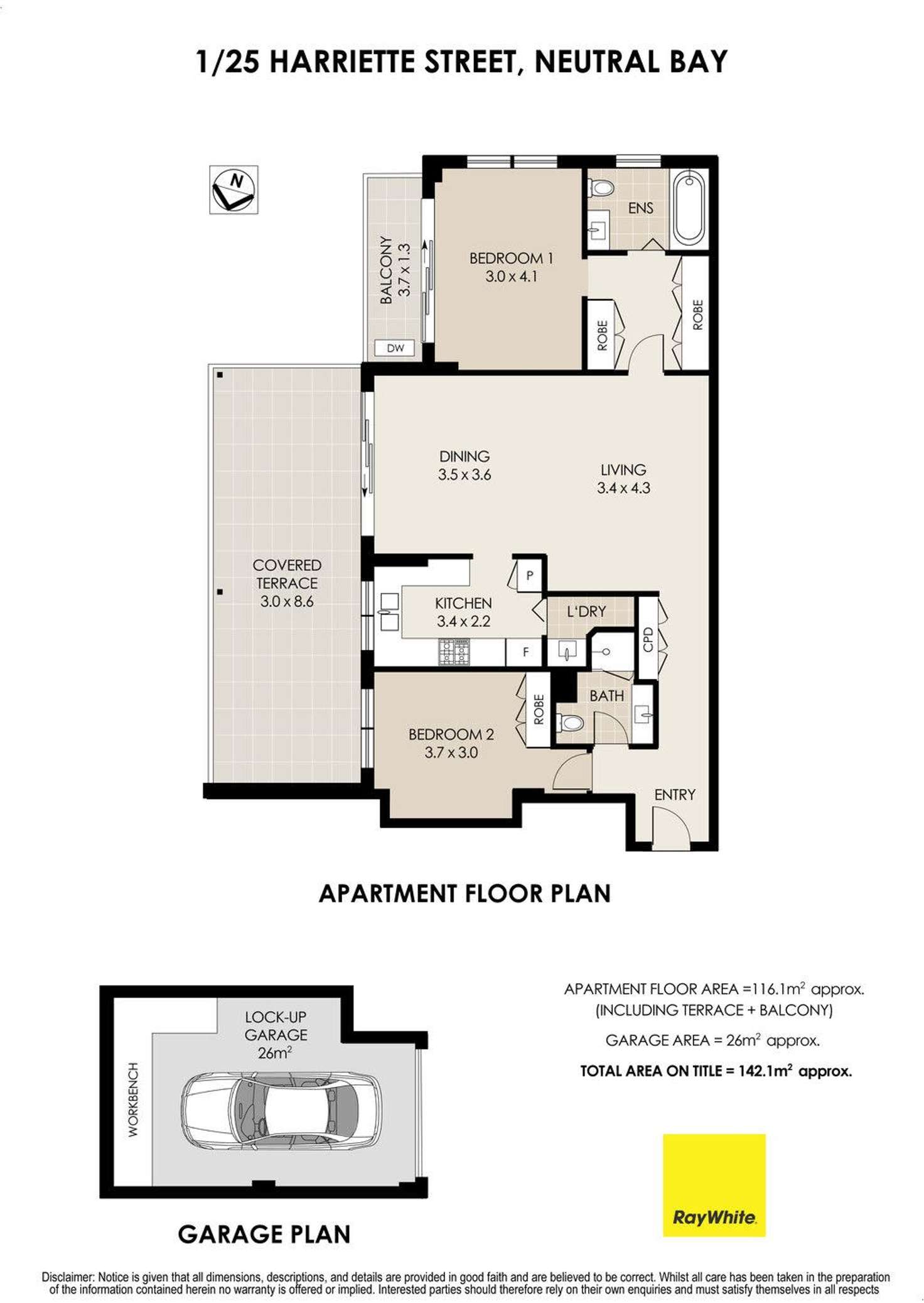 Floorplan of Homely apartment listing, 1/25 Harriette Street, Kurraba Point NSW 2089