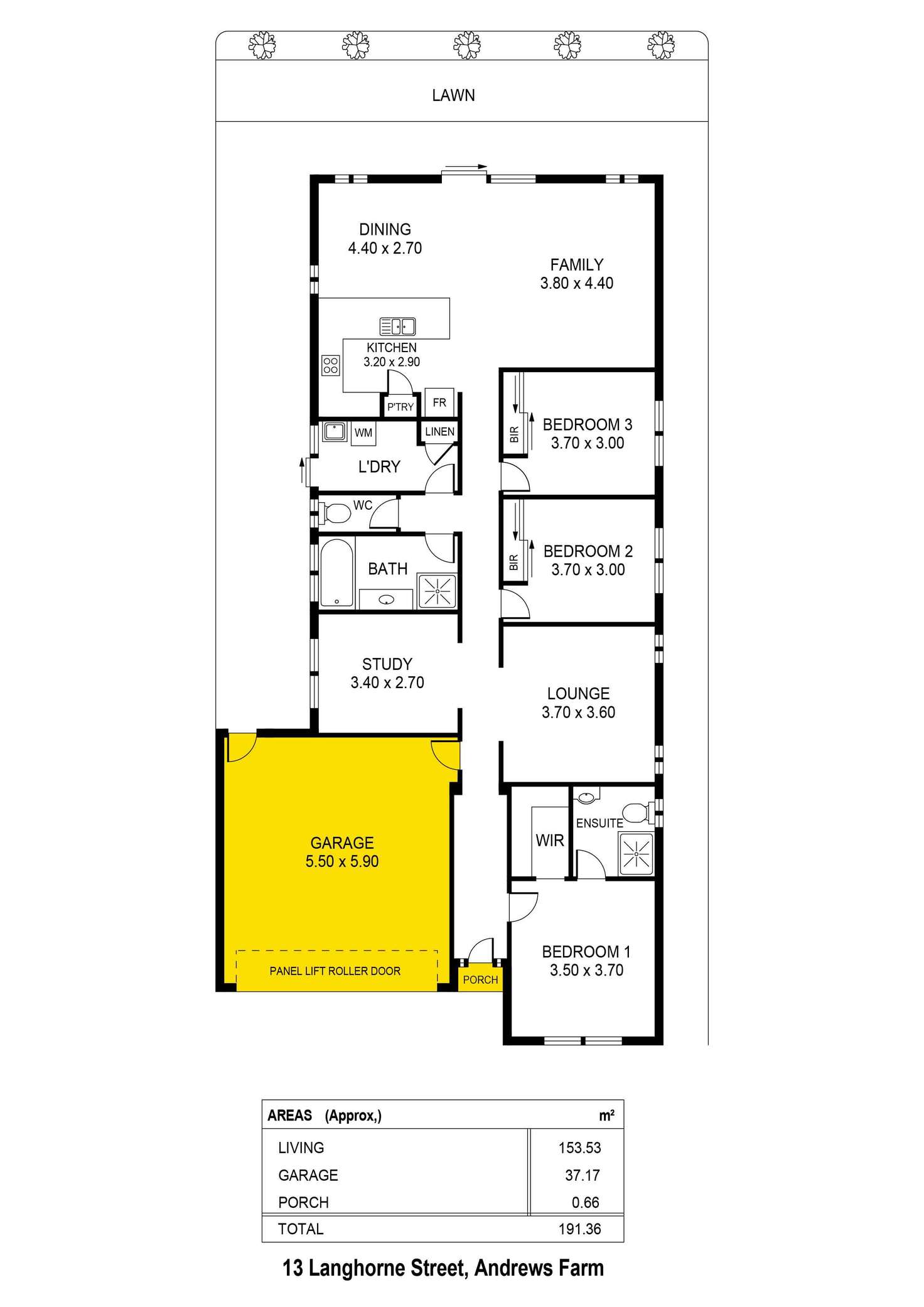 Floorplan of Homely house listing, 13 Langhorne Street, Andrews Farm SA 5114