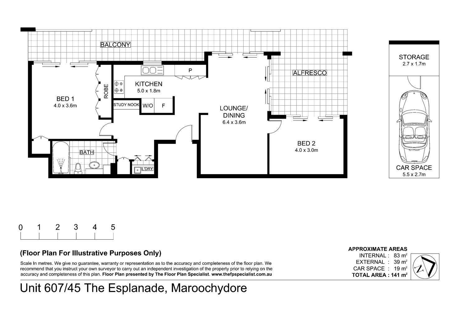 Floorplan of Homely unit listing, 607/45-47 The Esplanade, Maroochydore QLD 4558