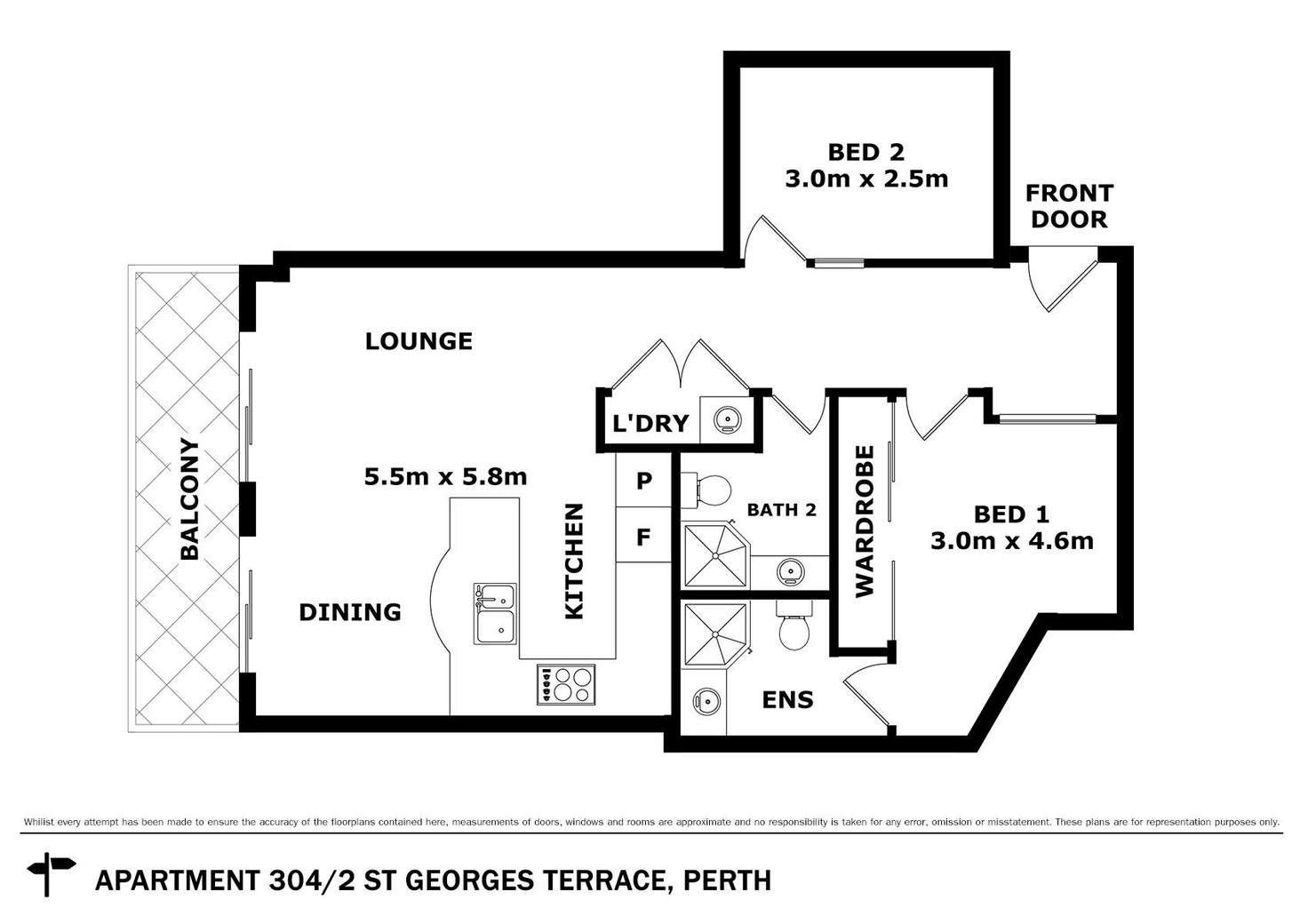 Floorplan of Homely apartment listing, 304/2 St Georges Terrace, Perth WA 6000