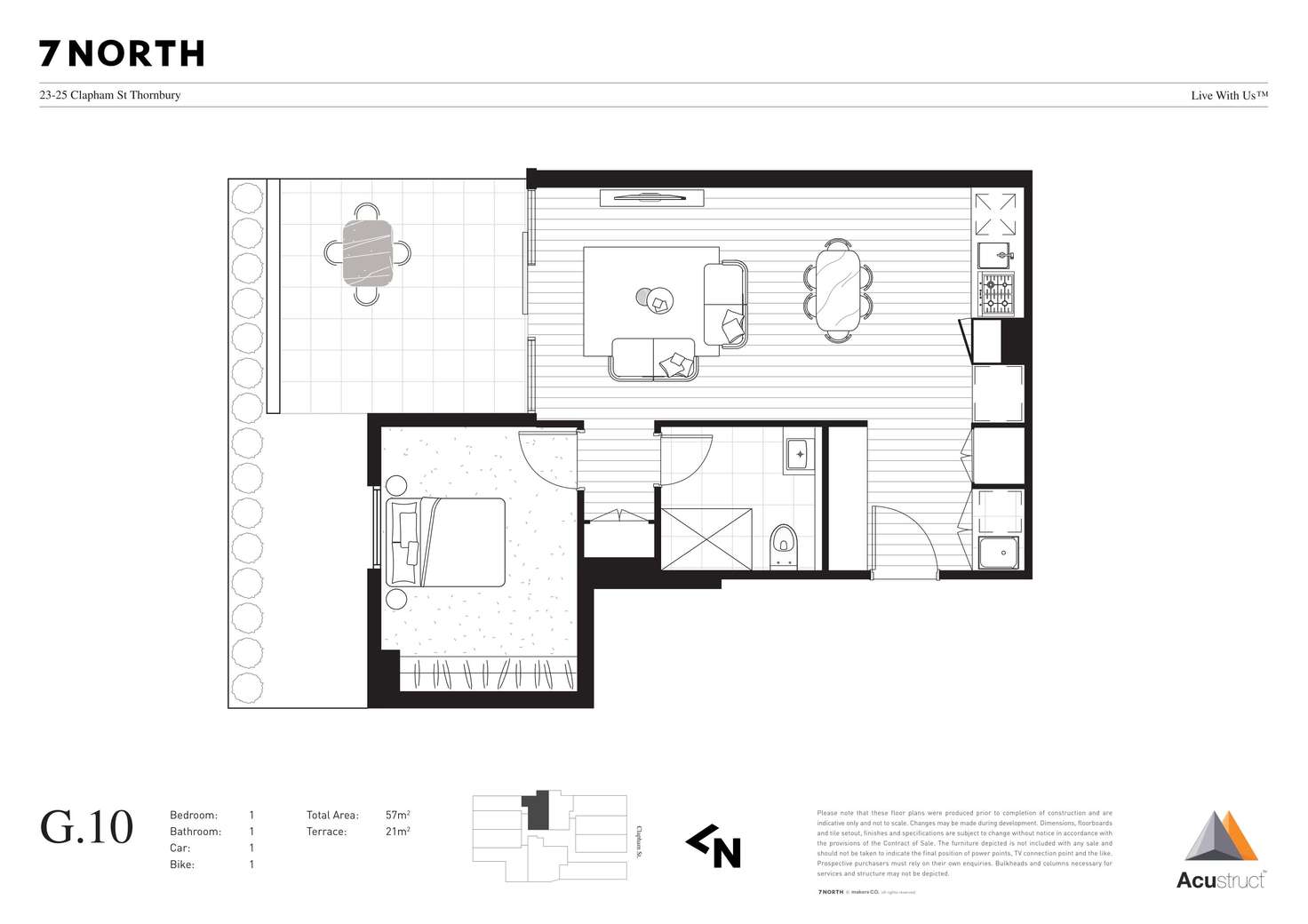 Floorplan of Homely apartment listing, G.10 23-25 Clapham Street, Thornbury VIC 3071