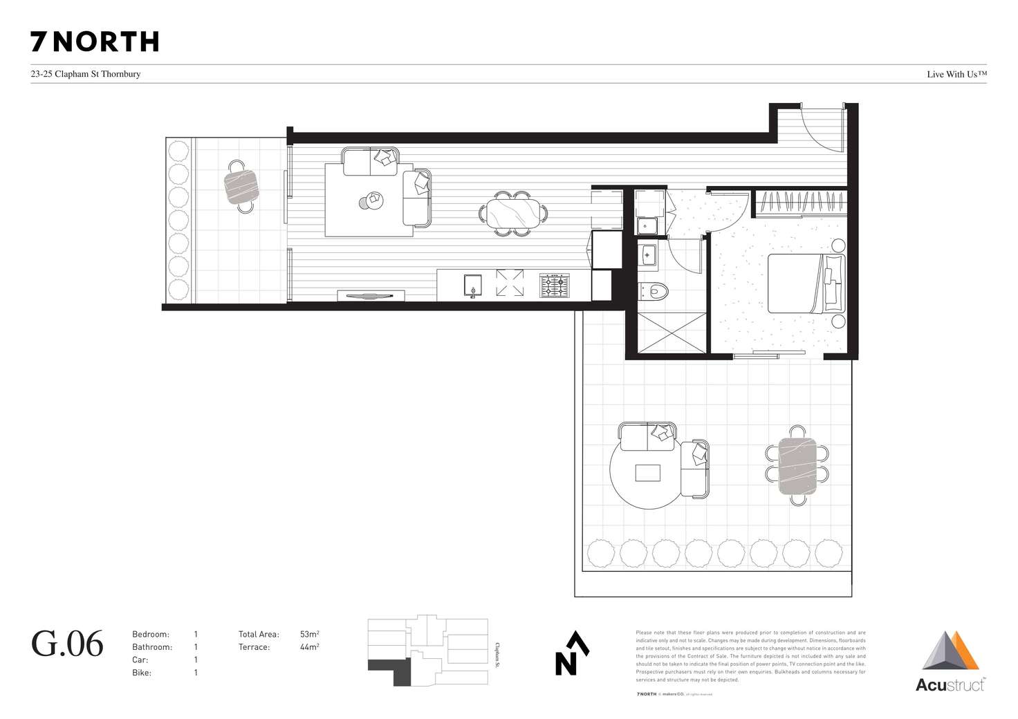 Floorplan of Homely apartment listing, G.06 23-25 Clapham Street, Thornbury VIC 3071