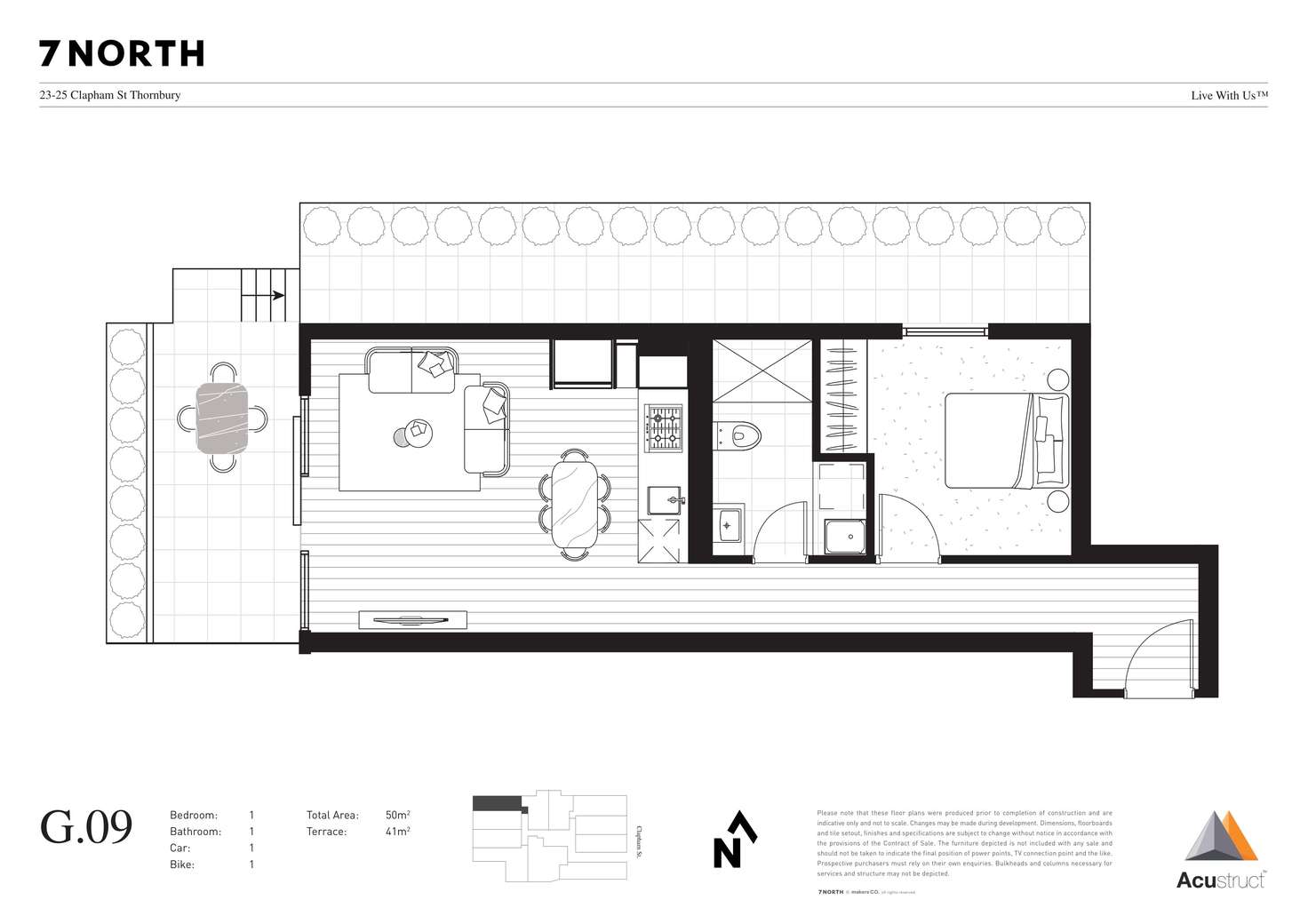 Floorplan of Homely apartment listing, G.09 23-25 Clapham Street, Thornbury VIC 3071
