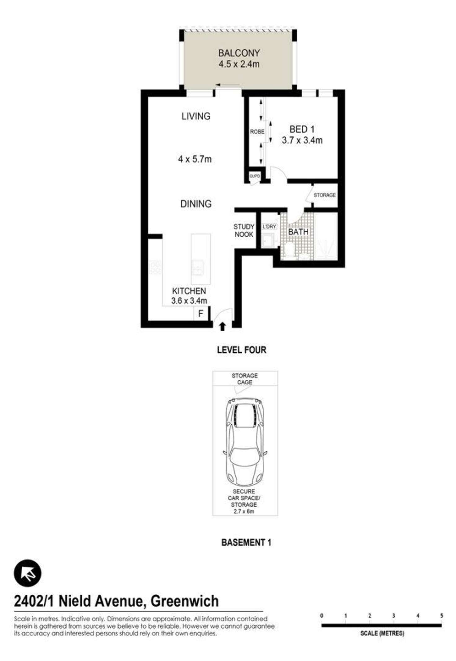 Floorplan of Homely apartment listing, 2402/1-8 Nield Avenue, Greenwich NSW 2065