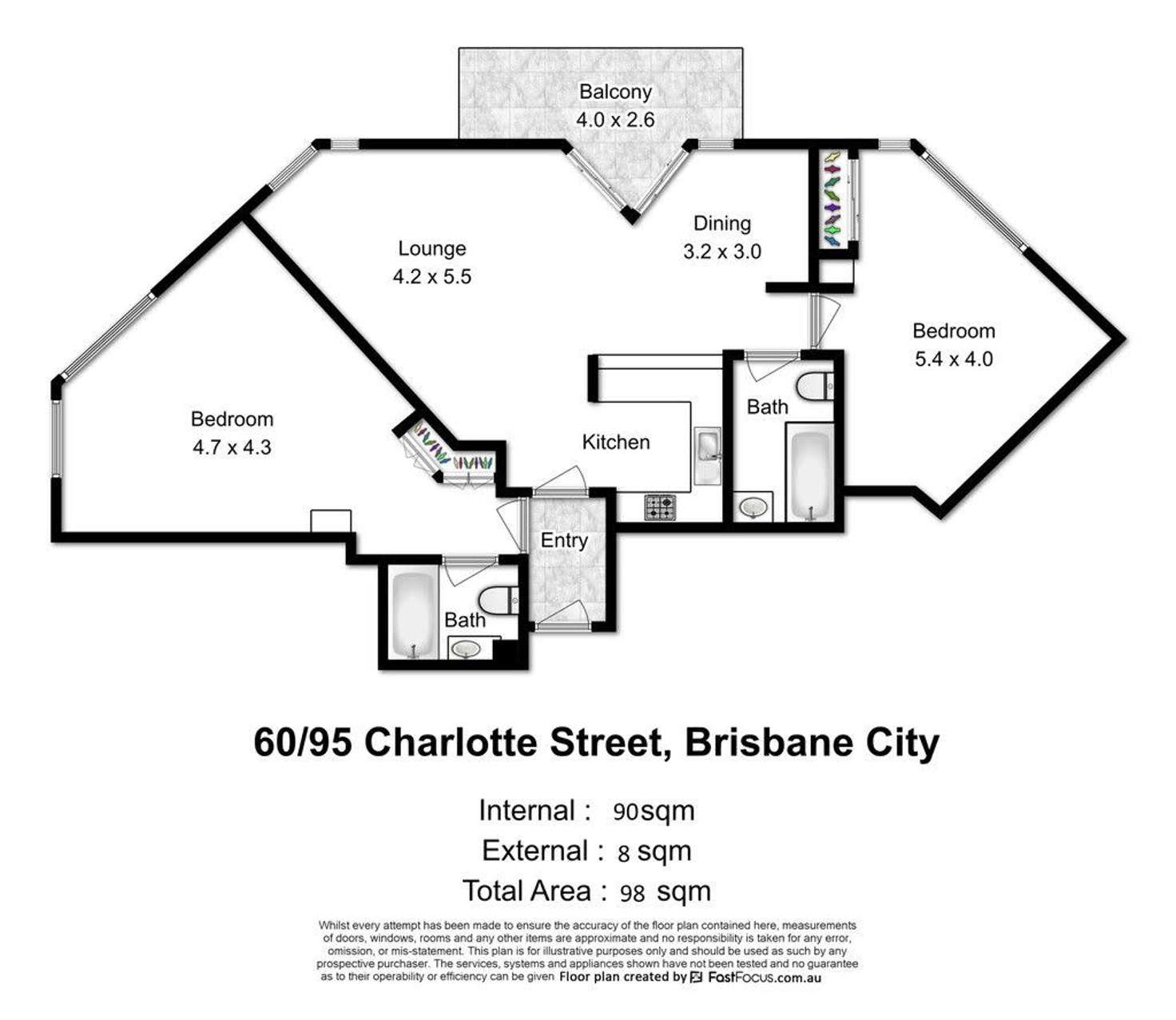 Floorplan of Homely apartment listing, 1506-7/95 Charlotte Street, Brisbane QLD 4000
