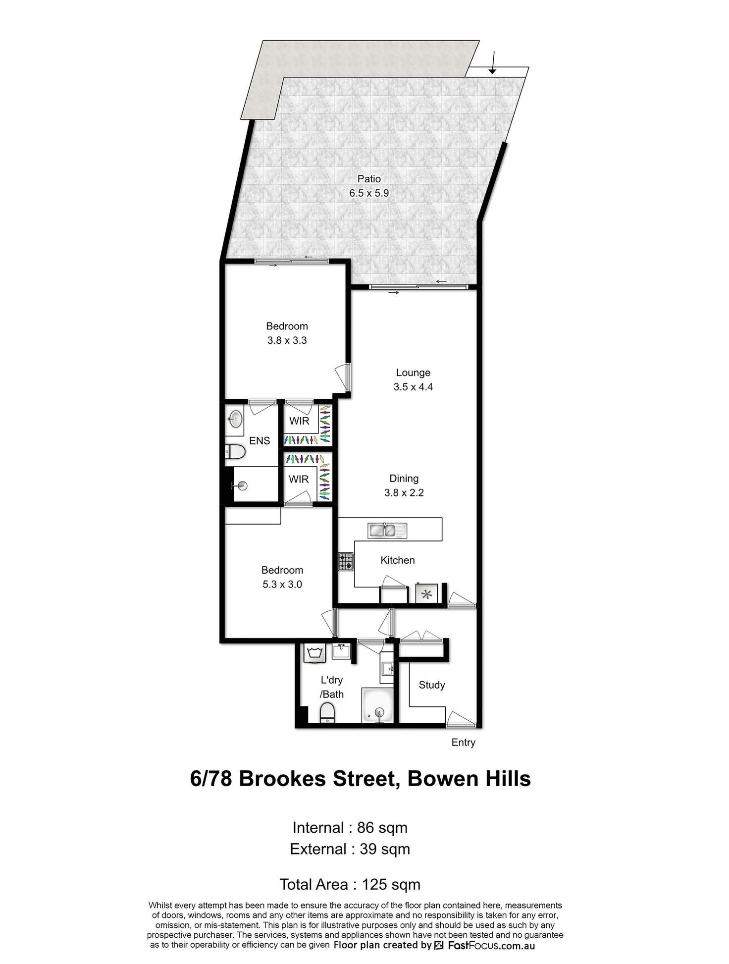 Floorplan of Homely unit listing, 6/78 Brookes Street, Bowen Hills QLD 4006