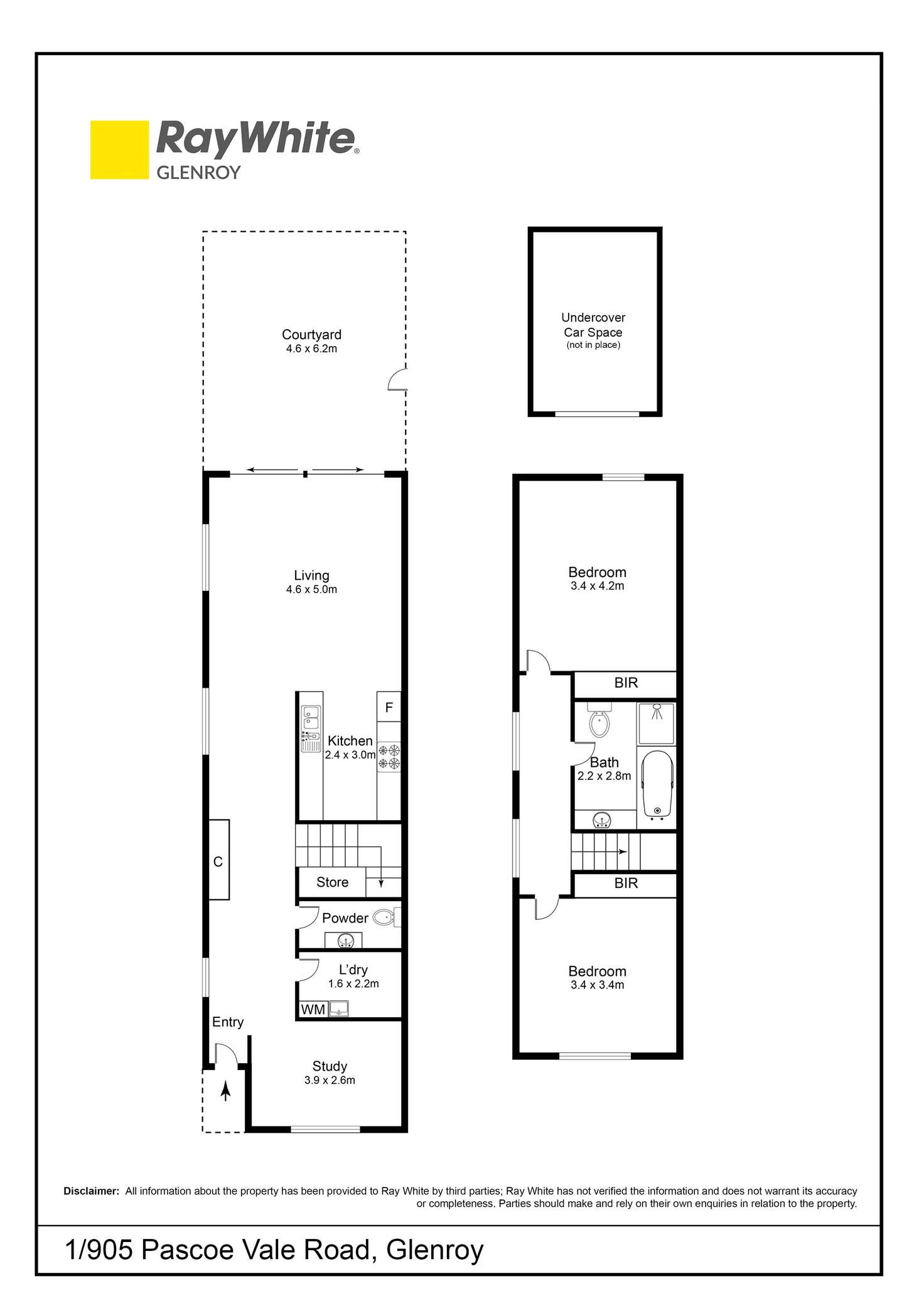 Floorplan of Homely townhouse listing, 1/905 Pascoe Vale Road, Glenroy VIC 3046