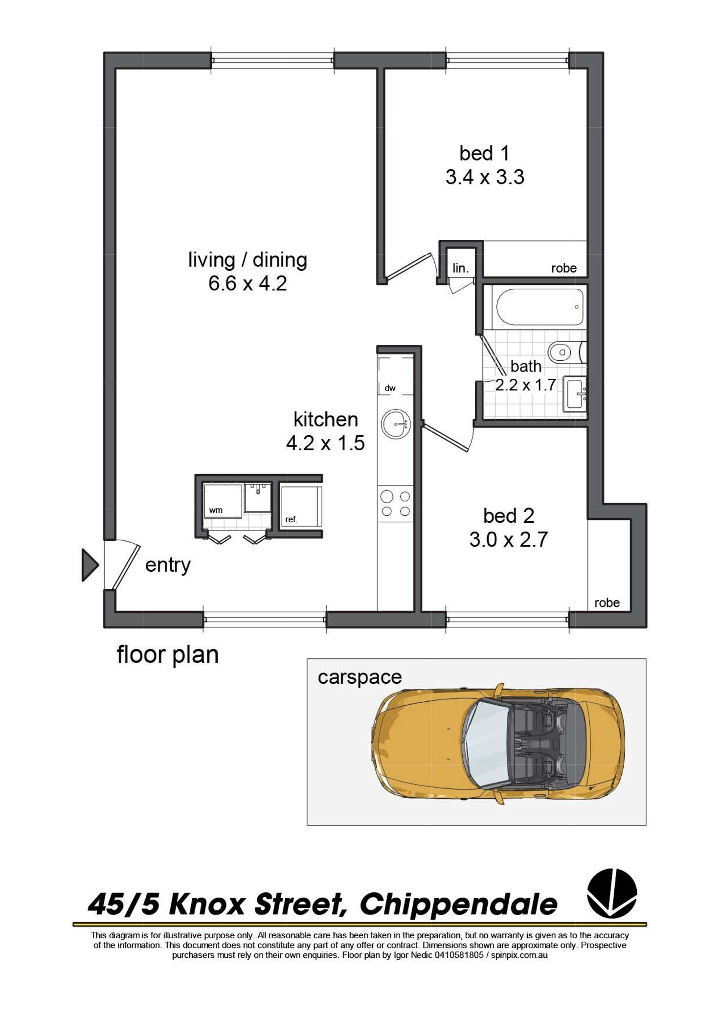 Floorplan of Homely unit listing, 45/5 Knox Street, Chippendale NSW 2008