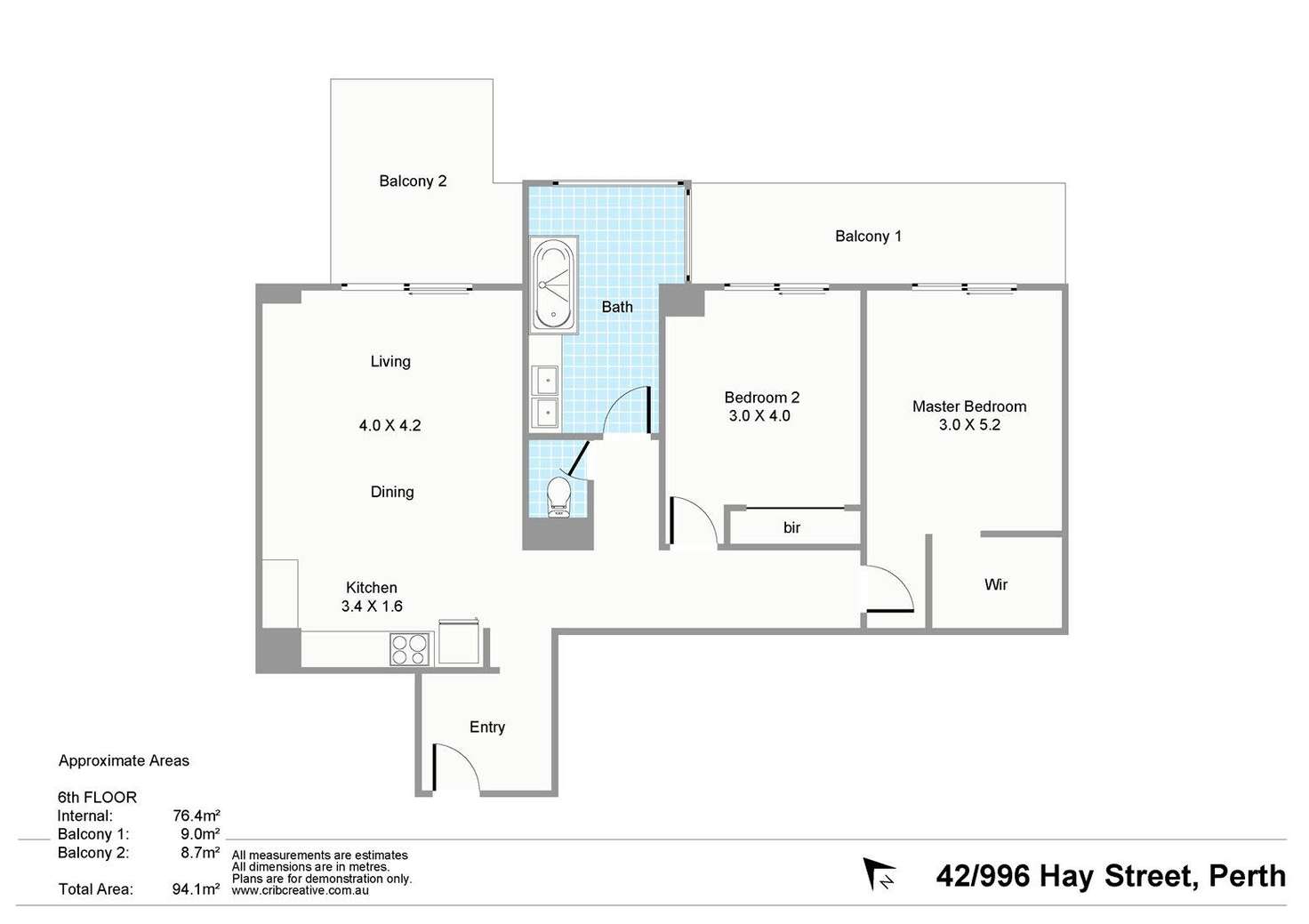 Floorplan of Homely apartment listing, 42/996 Hay Street, Perth WA 6000