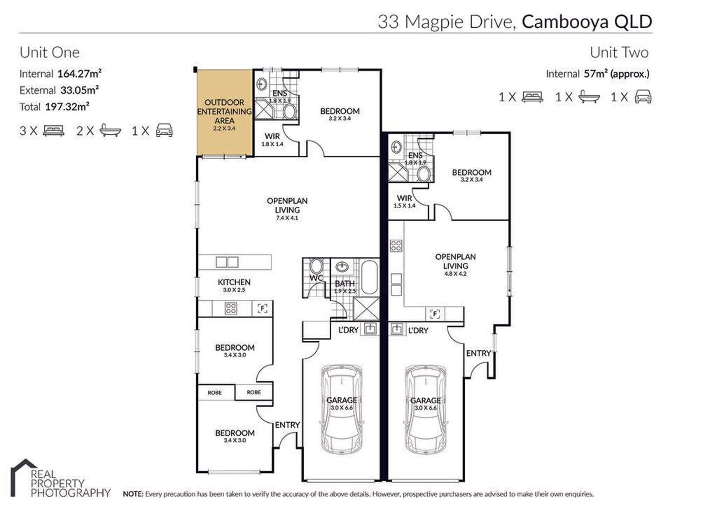 Floorplan of Homely unit listing, 1/33 Magpie Drive, Cambooya QLD 4358