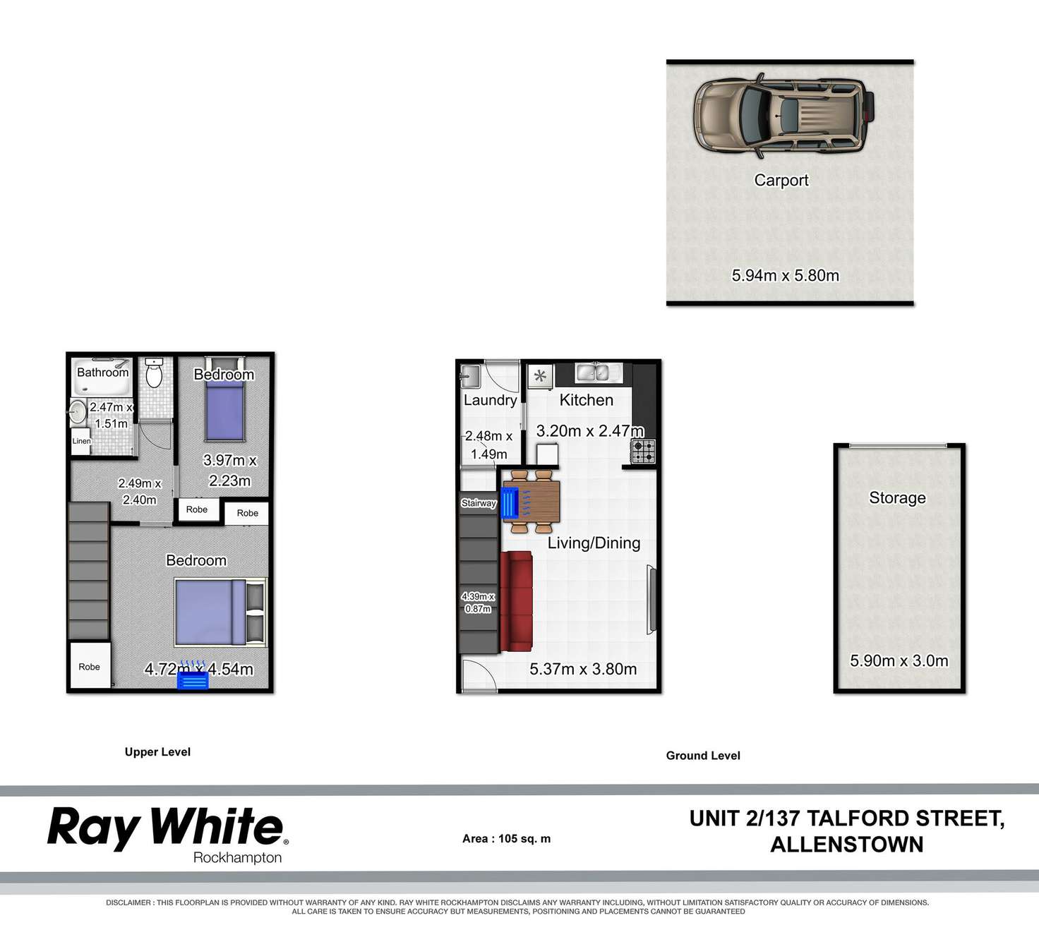 Floorplan of Homely unit listing, 2/137 Talford Street, Allenstown QLD 4700